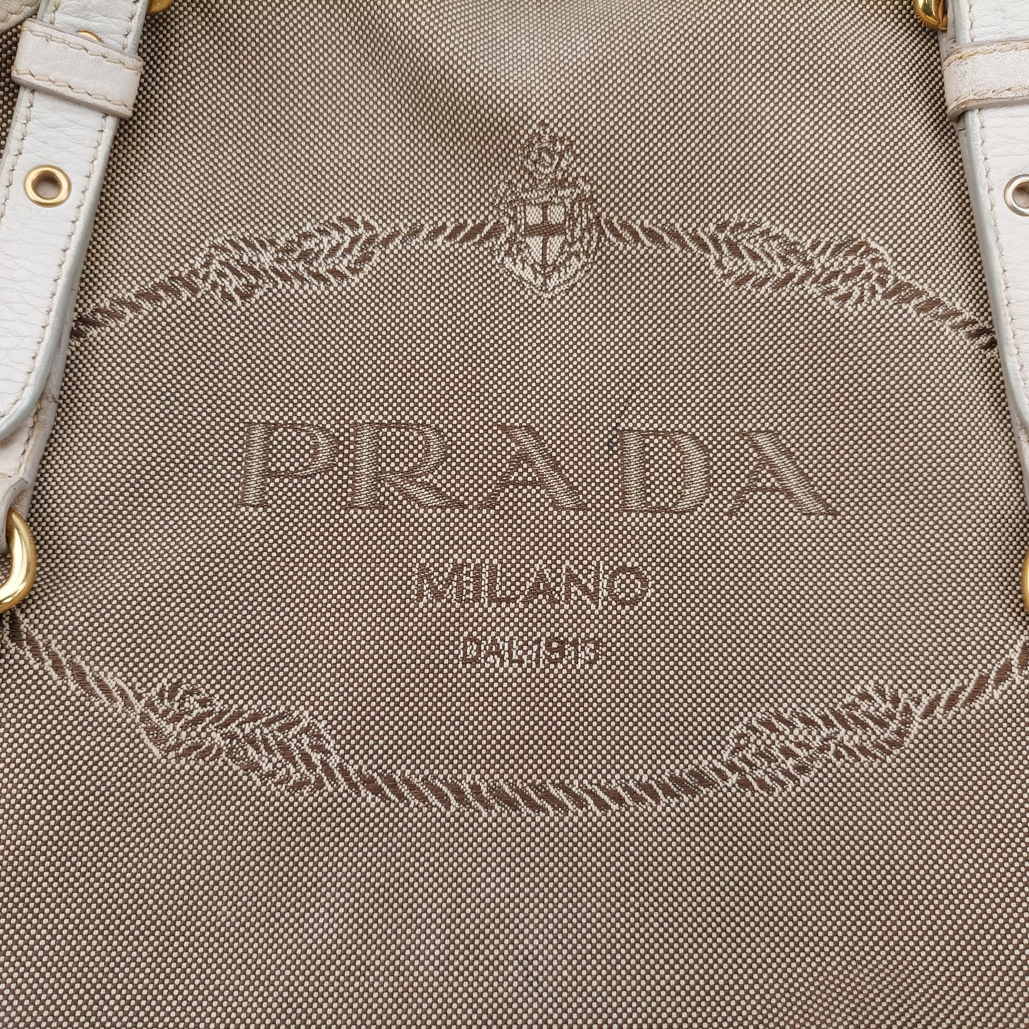 プラダ Prada ショルダーバッグ レディース カナパ ロゴ カーキ×ホワイト キャンバス 204