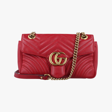 グッチ Gucci ショルダーバッグ レディース GGマーモント レッド レザー 443497 520981