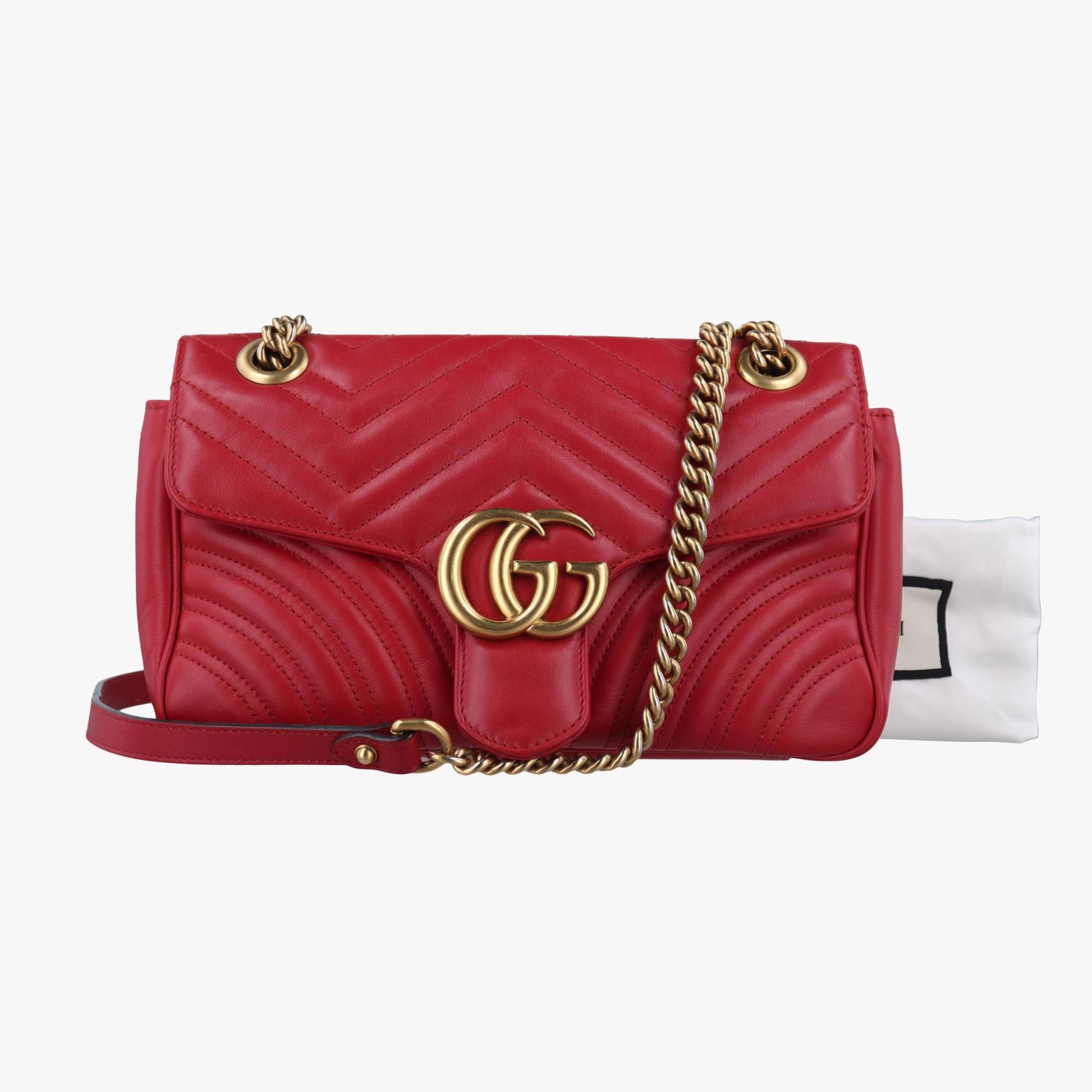 グッチ Gucci ショルダーバッグ レディース GGマーモント レッド レザー 443497 520981