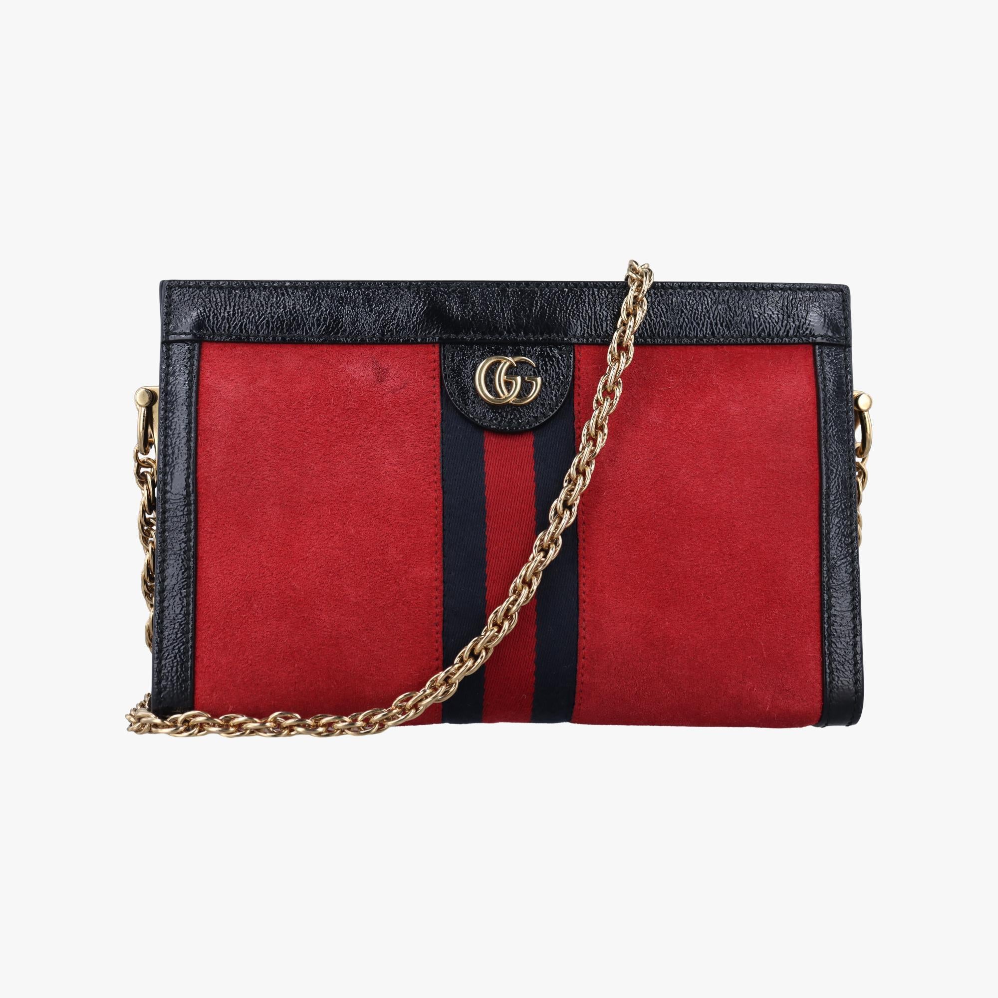 グッチ Gucci ショルダーバッグ レディース オフィディア レッド×ブラック スエード×レザー 503877 520981