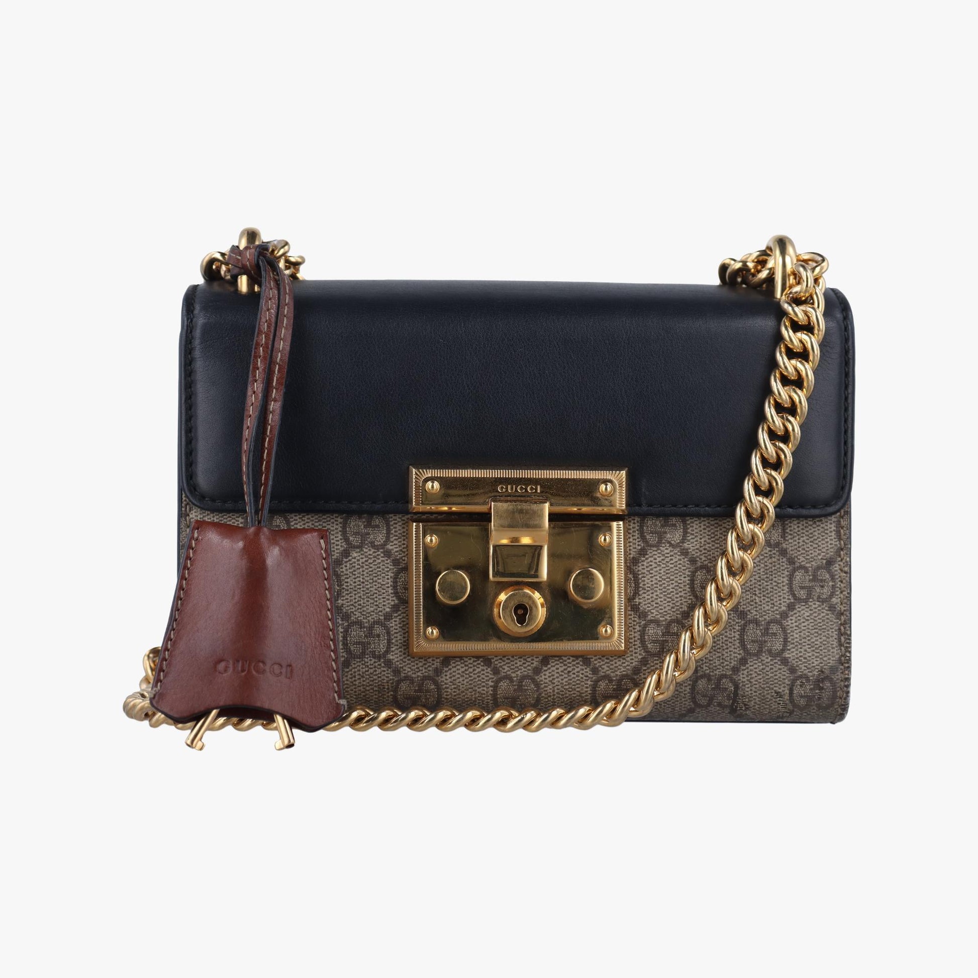 グッチ Gucci ショルダーバッグ レディース パドロック ベージュ x ブラック PVCコーティングキャンバス×レザー 409487 B019224146