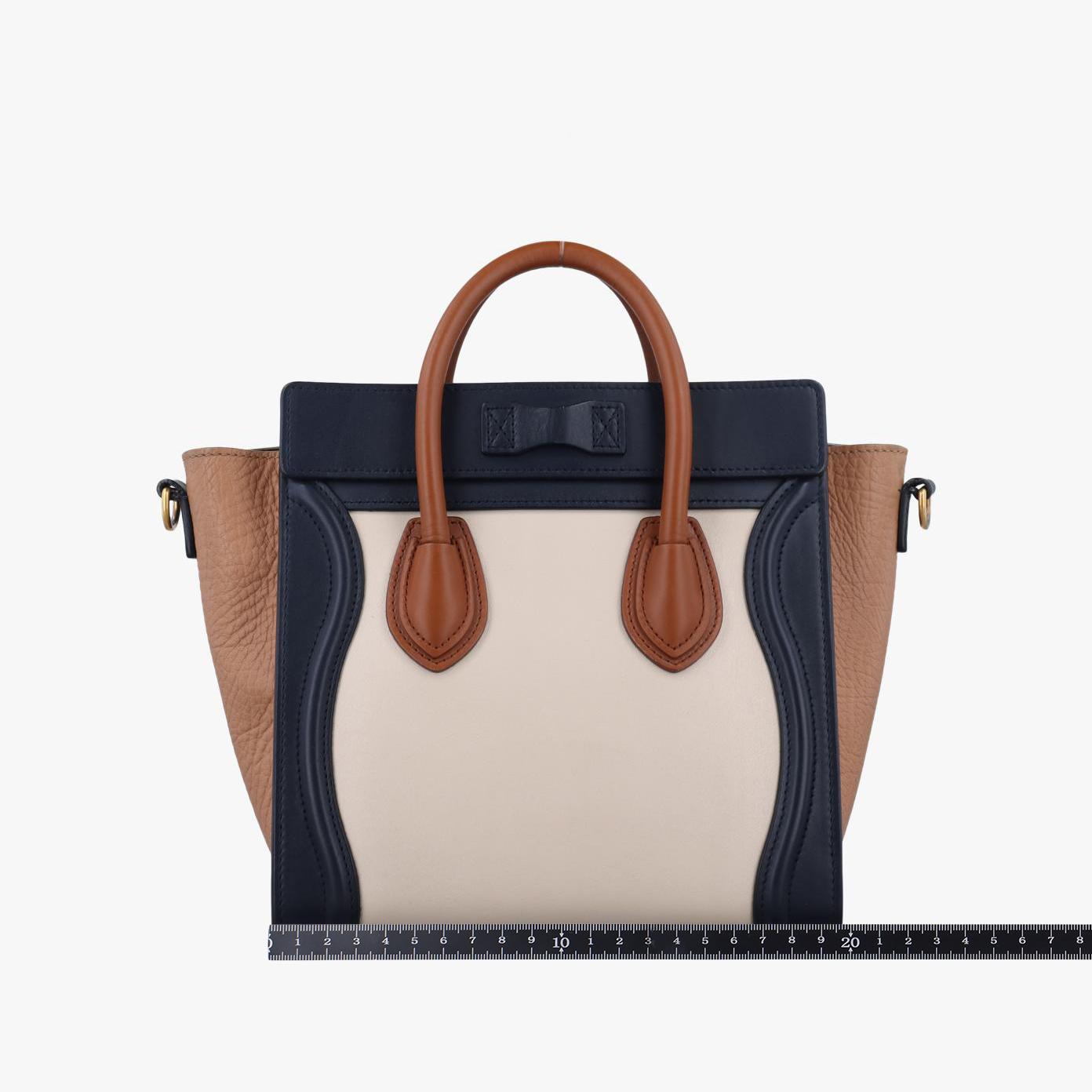 セリーヌ Celine ショルダーバッグ レディース ラゲージナノショッパー アイボリー×ブラック×ブラウン レザー F-CU-1135