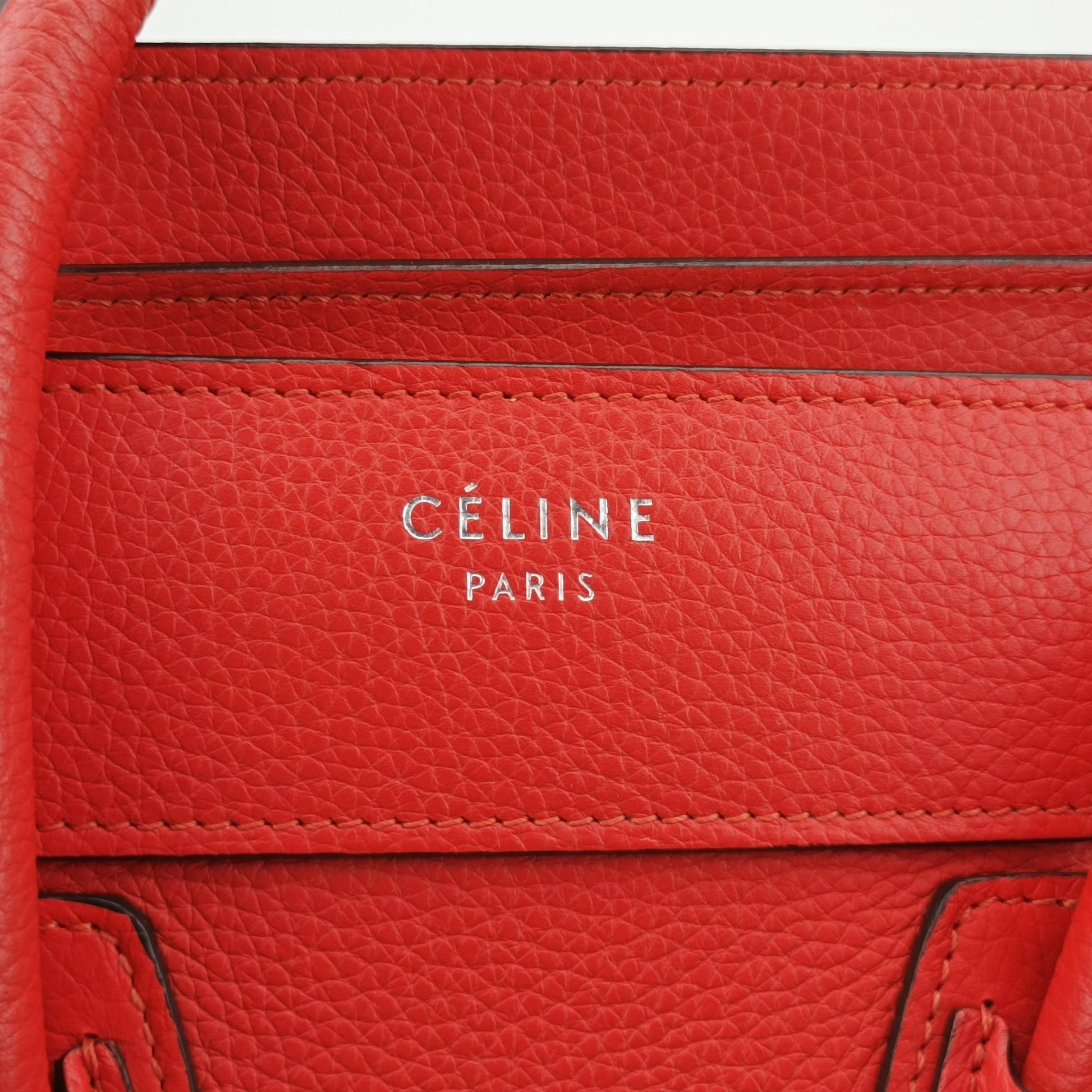 セリーヌ Celine ハンドバッグ レディース ラゲージマイクロショッパー レッド レザー U-AT-0124 U-CU-0124