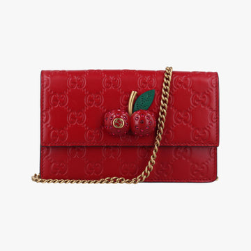 グッチ Gucci ショルダーバッグ レディース チェリー GG シグネチャー レッド レザー 481291