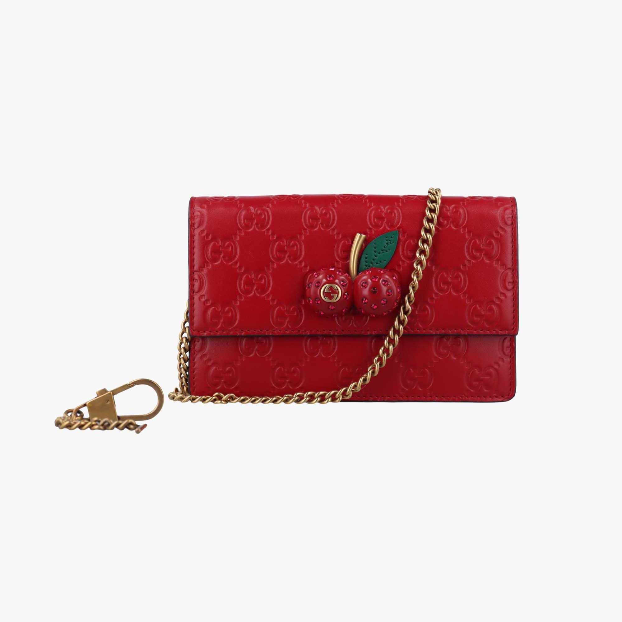 グッチ Gucci ショルダーバッグ レディース チェリー GG シグネチャー レッド レザー 481291