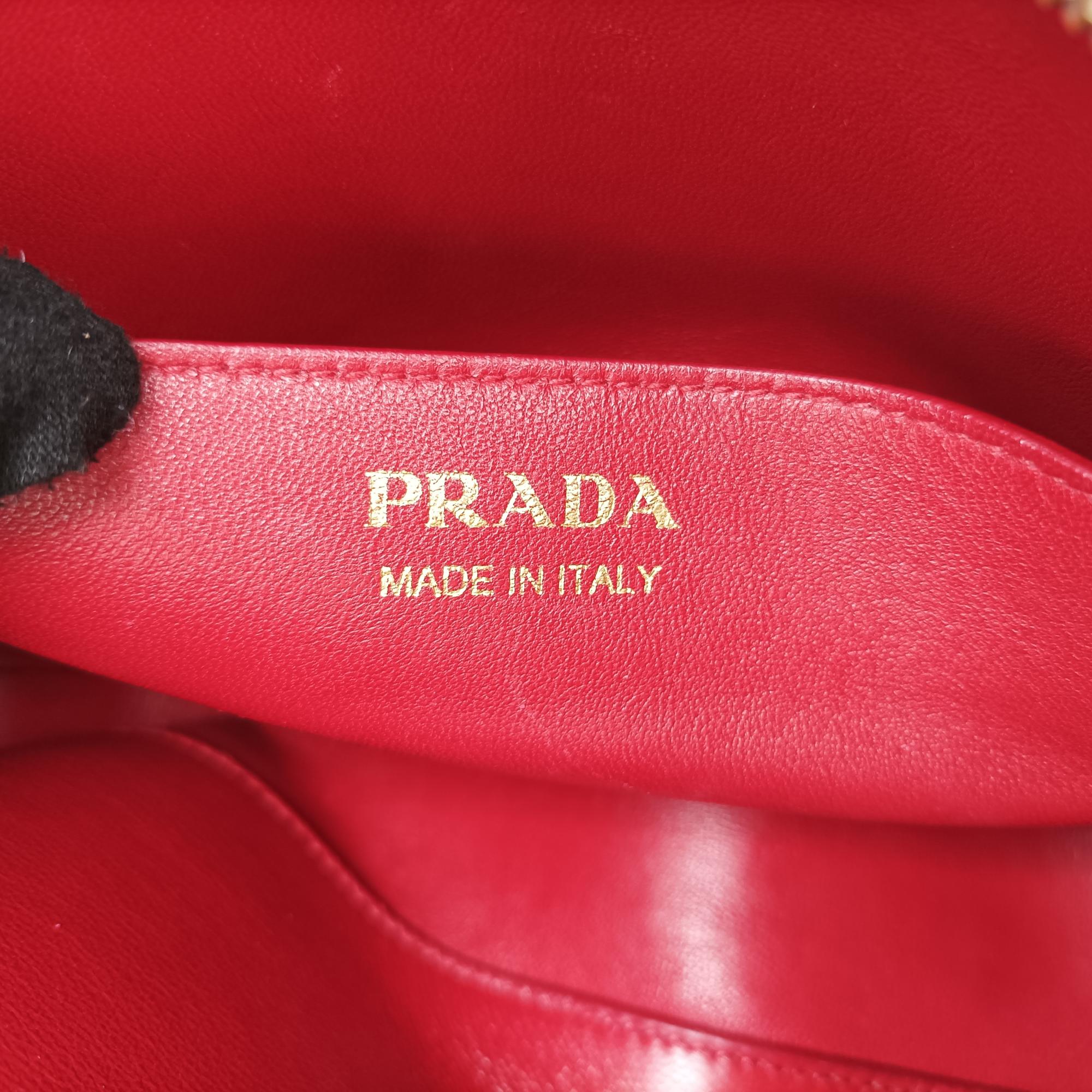 プラダ Prada ショルダーバッグ レディース リッププリント　エスプラナード レッドxホワイト サフィアーノレザー 1BH043 117/F