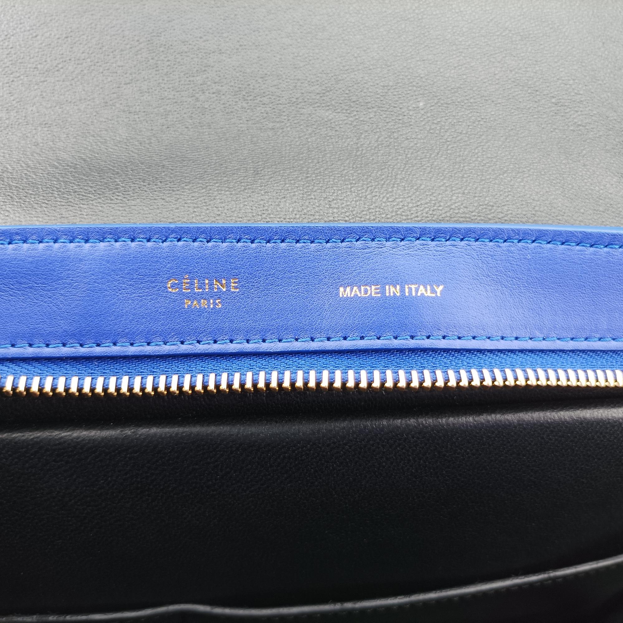 セリーヌ Celine ショルダーバッグ レディース トラペーズスモール オレンジ×ブラック×ブルー レザー U-CU-0114