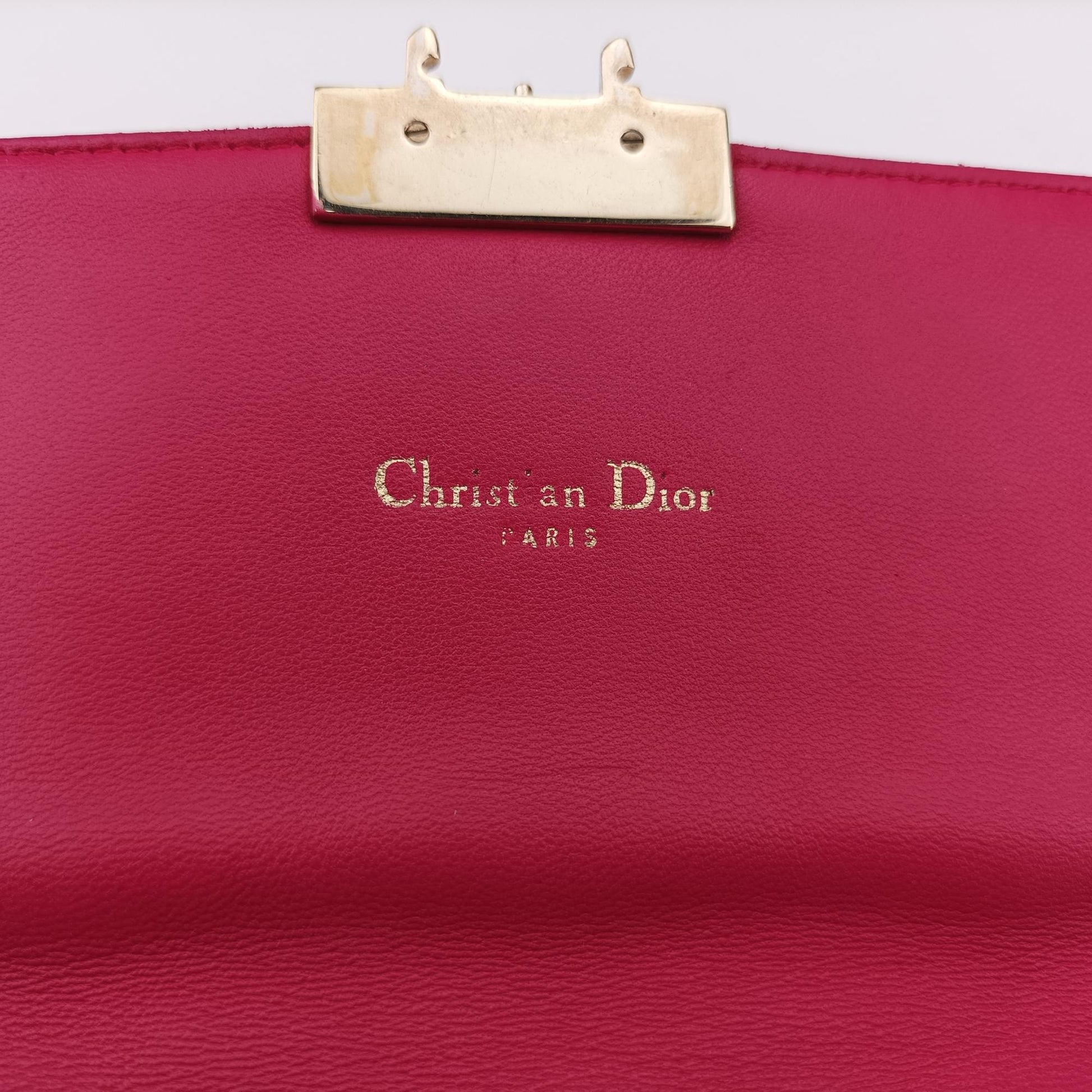 クリスチャンディオール Christian Dior ショルダーバッグ レディース ミス ディオール カナージュ ローズ レッド ラムスキン 02-LU-0143