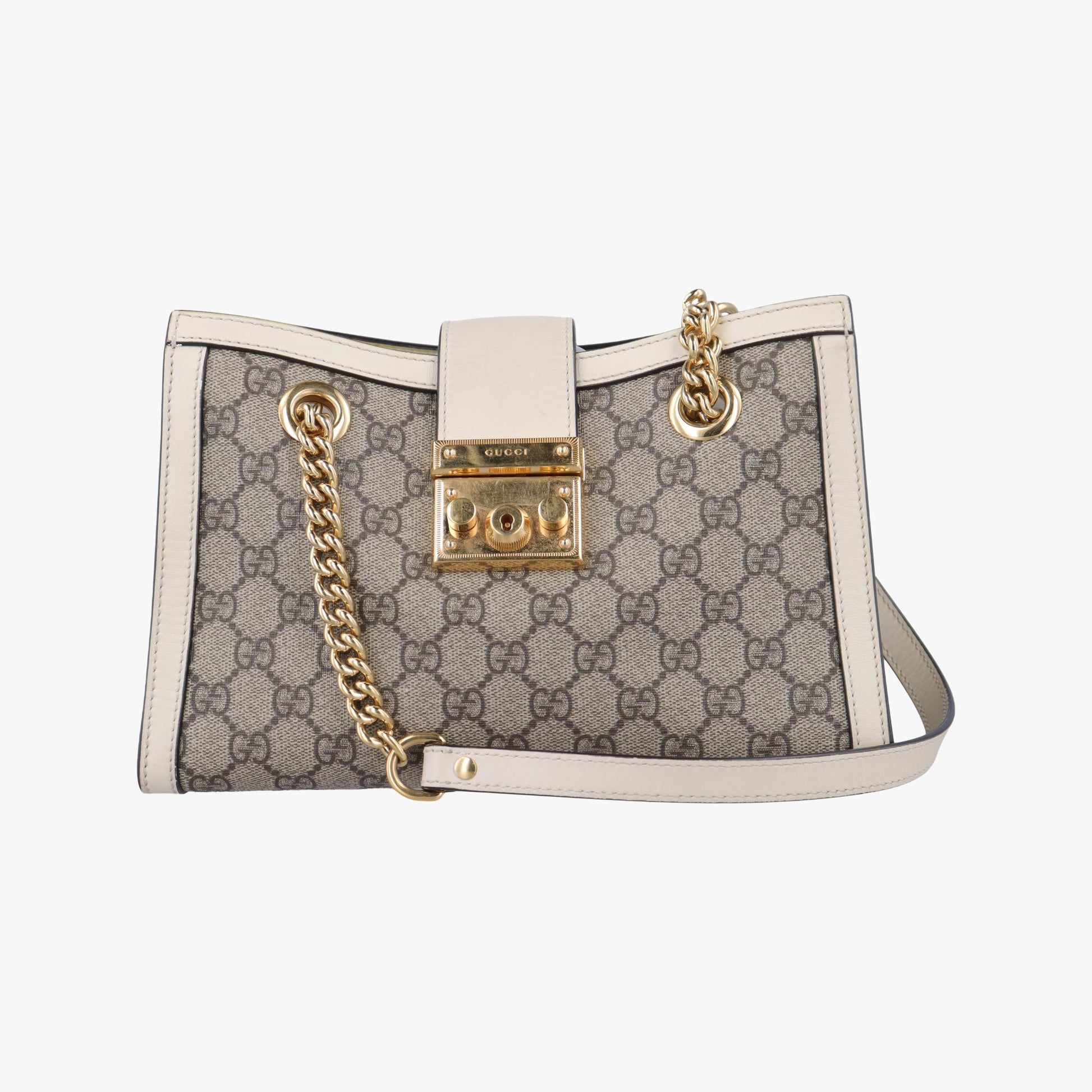 グッチ Gucci ショルダーバッグ レディース パドロック ベージュ×ホワイト PVCコーティングキャンバス×レザー 498156 I027676614