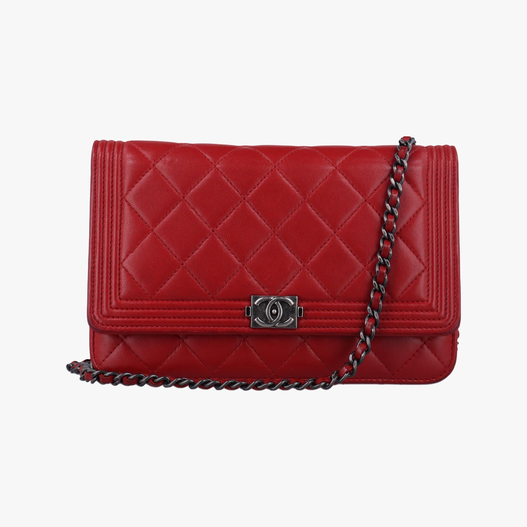 シャネル Chanel ショルダーバッグ レディース ボーイシャネル レッド ラムスキン A80287 20373617