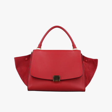 セリーヌ Celine ショルダーバッグ レディース トラペーズミディアム レッド レザー×スエード S-VP-0193 S-MM-1103