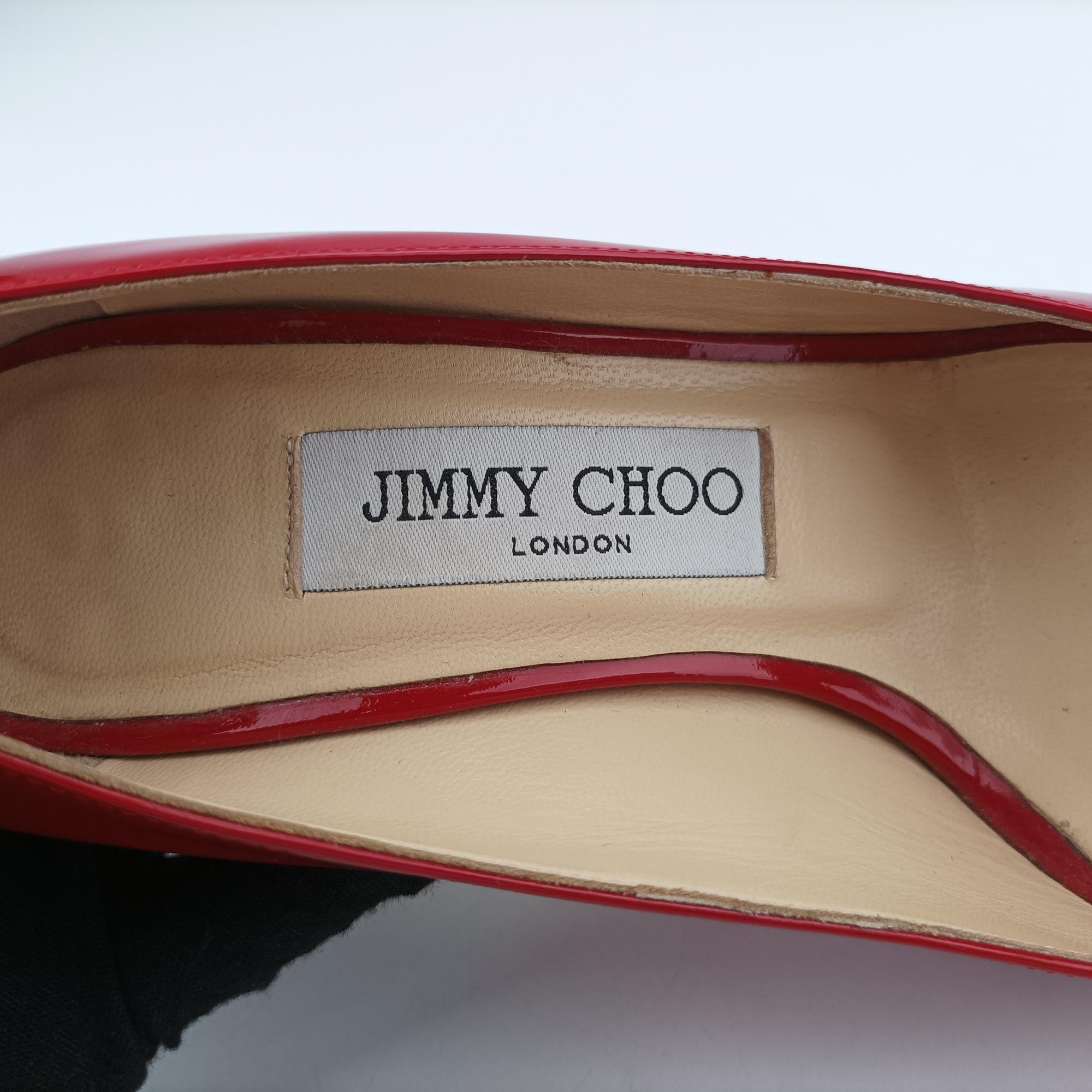 ジミーチュウ Jimmy Choo ハイヒール/パンプス レディース ルナ ピープトゥ プラットフォーム パンプス レッド パテント