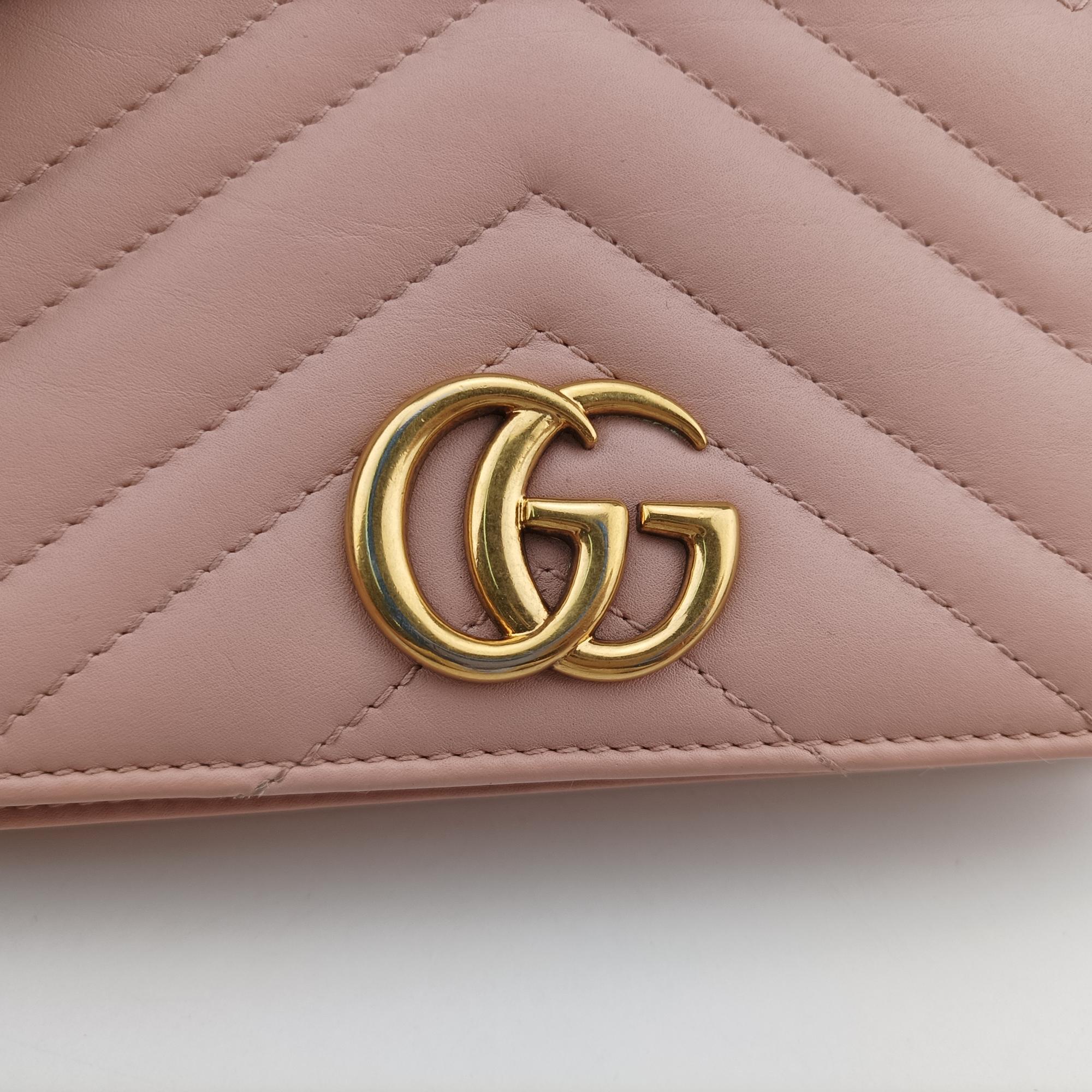 グッチ Gucci ショルダーバッグ レディース GGマーモント ピンク レザー 488426