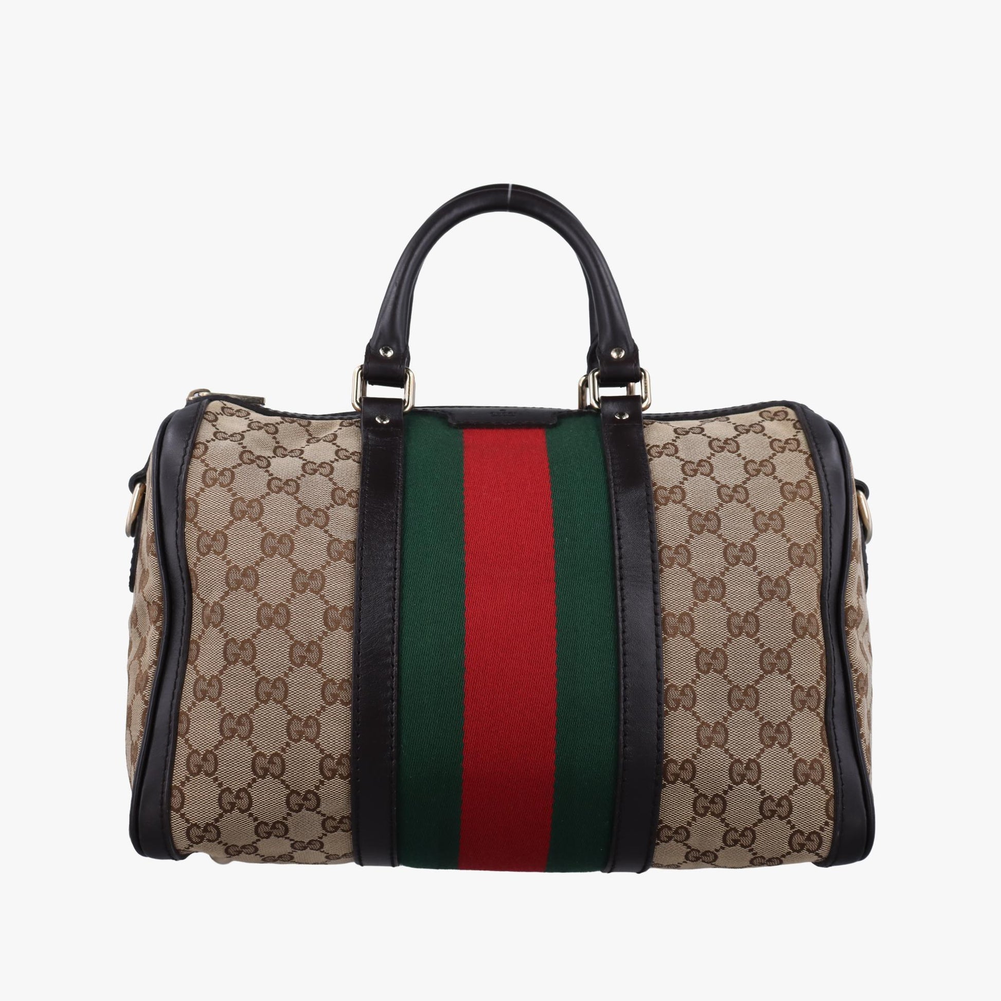 グッチ Gucci ボストンバッグ レディース シェリーライン ボストン ベージュ×グリーン×レッド キャンバス 247205 I013135697