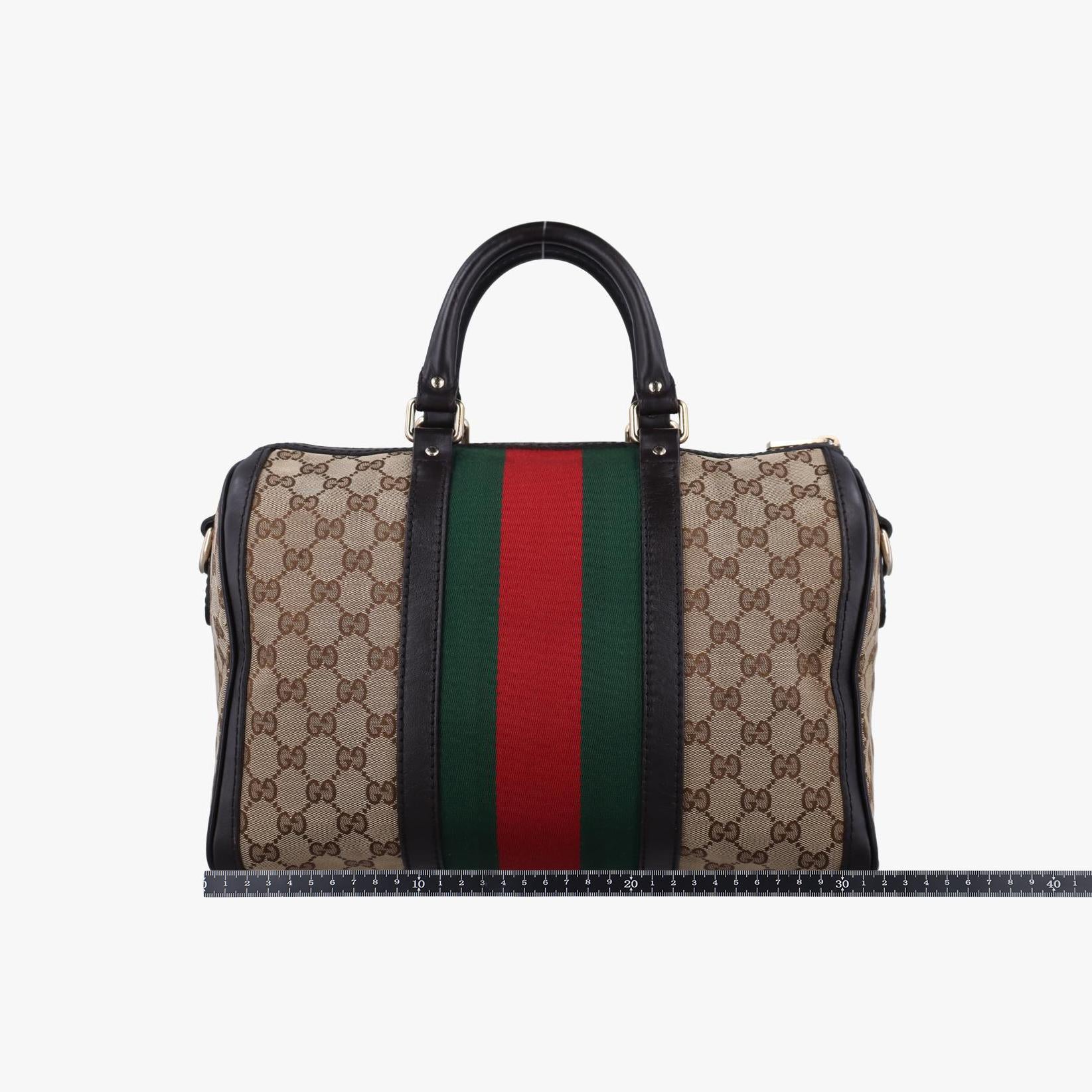 グッチ Gucci ボストンバッグ レディース シェリーライン ボストン ベージュ×グリーン×レッド キャンバス 247205 I013135697