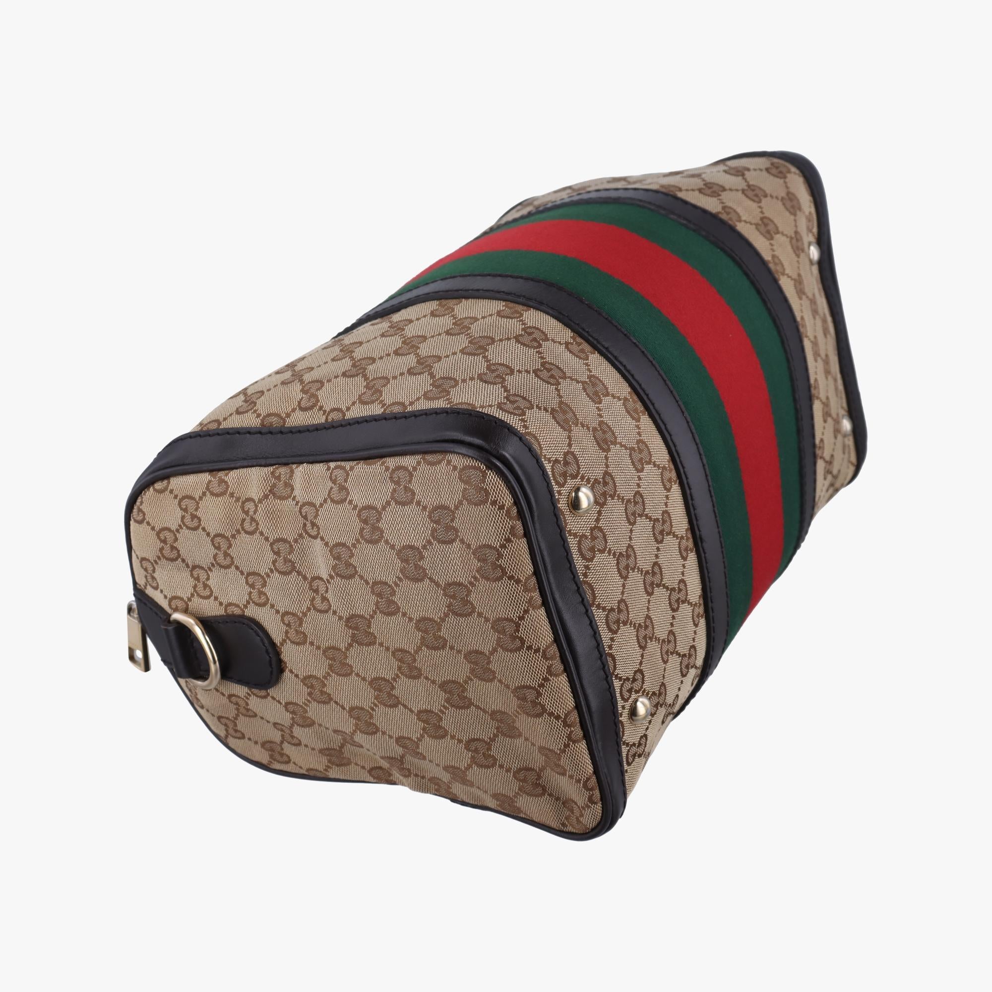 グッチ Gucci ボストンバッグ レディース シェリーライン ボストン ベージュ×グリーン×レッド キャンバス 247205 I013135697