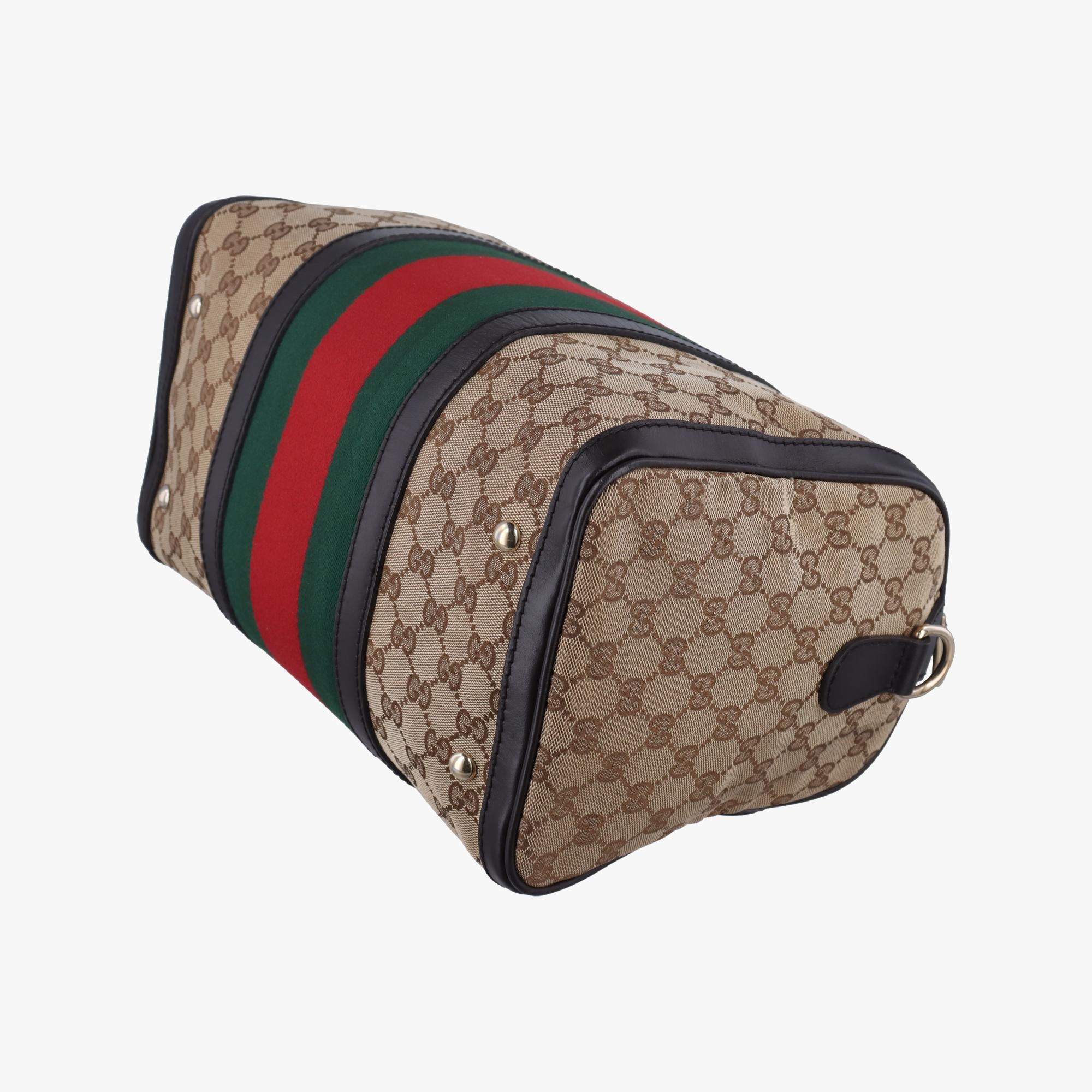 グッチ Gucci ボストンバッグ レディース シェリーライン ボストン ベージュ×グリーン×レッド キャンバス 247205 I013135697