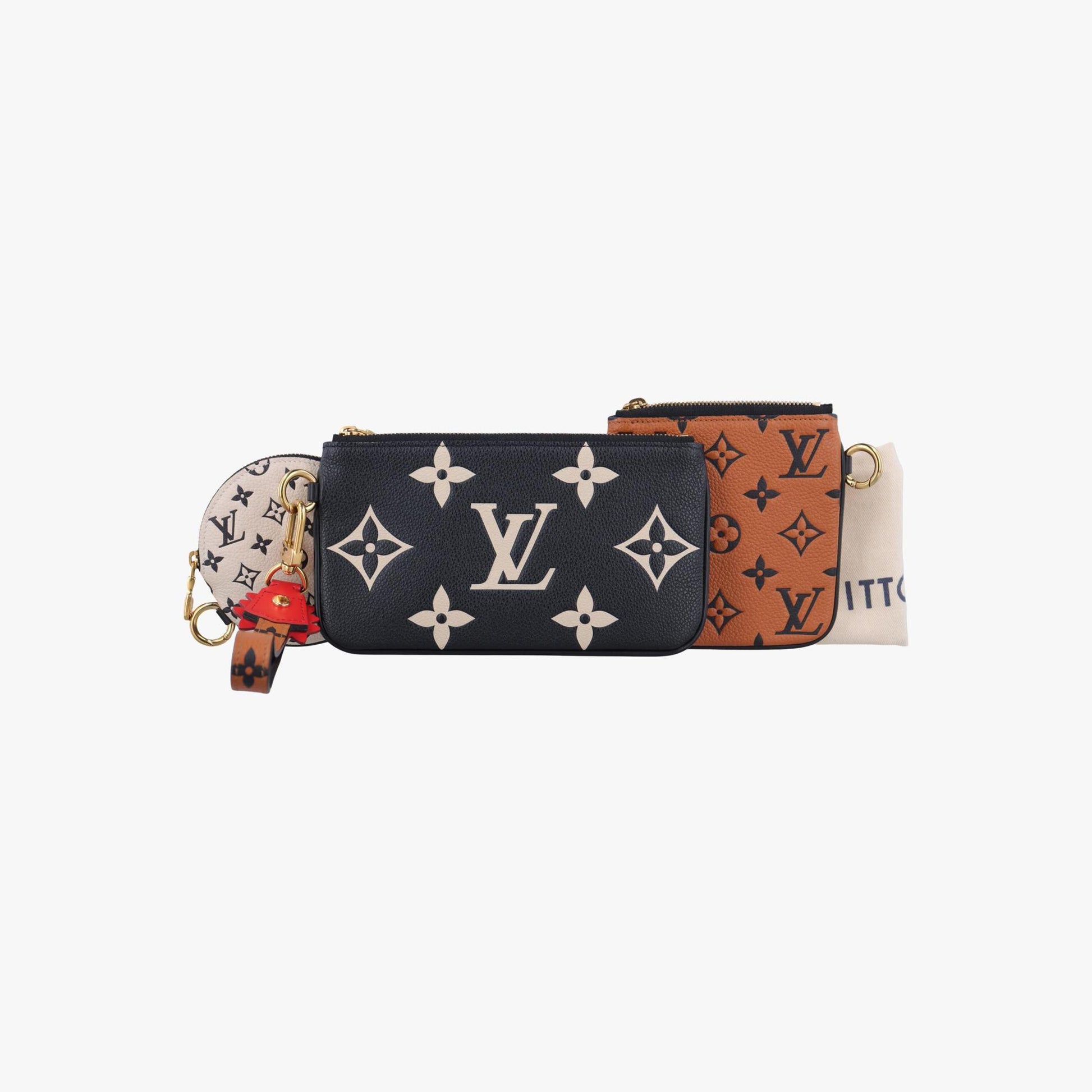 ルイヴィトン Louis Vuitton クラッチバッグ レディース ポシェットトリオ クラフティ ノワール×ベージュ モノグラムアンプラント M69516 SN2250