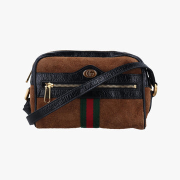 グッチ Gucci ショルダーバッグ レディース オフィディア ブラウン×ブラック×マルチカラー スエード×レザー×キャンバス 573321