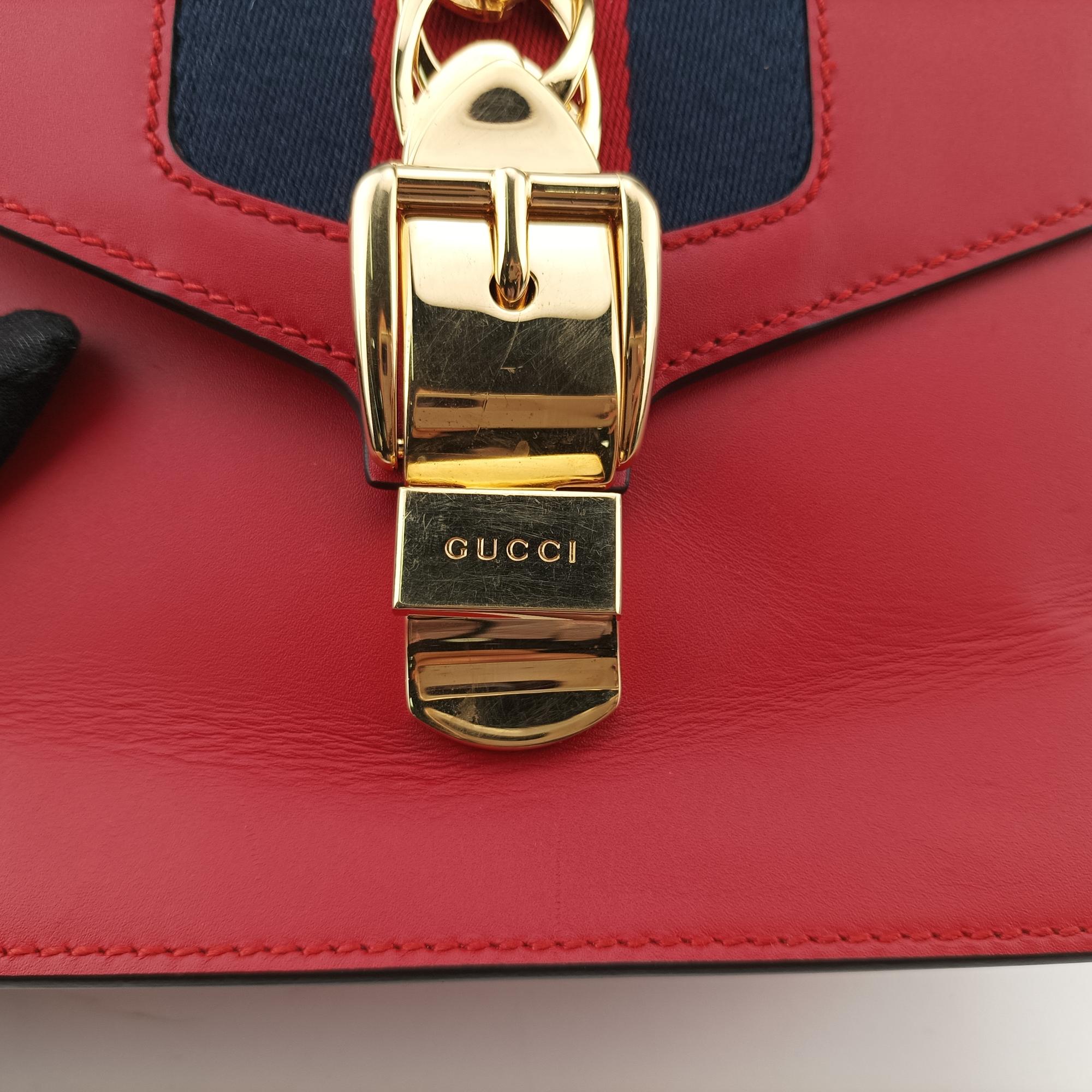 グッチ Gucci ショルダーバッグ レディース シルヴィ レッド×ネイビー キャンバス×レザー 470270 B031059106