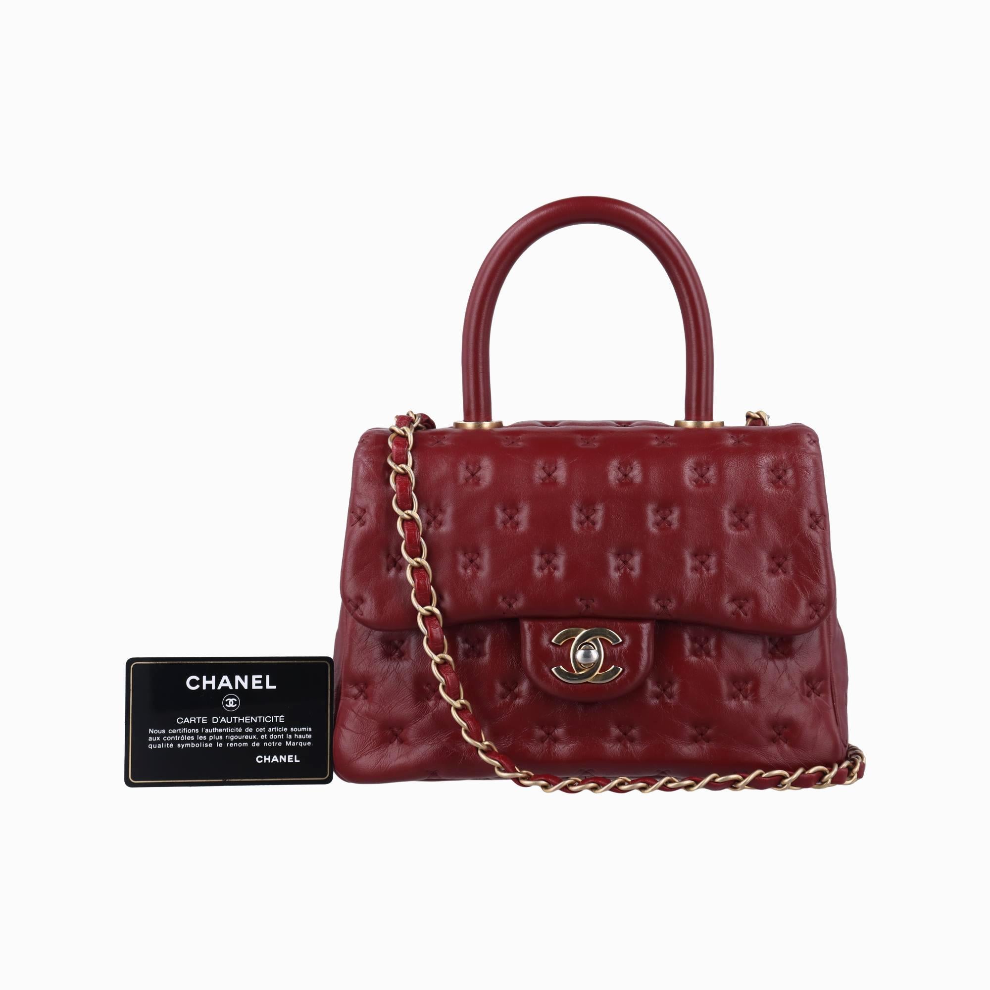 シャネル Chanel ショルダーバッグ レディース パリ－ローマ ココハンドル ワインレッド ラムスキン A98724 23248575