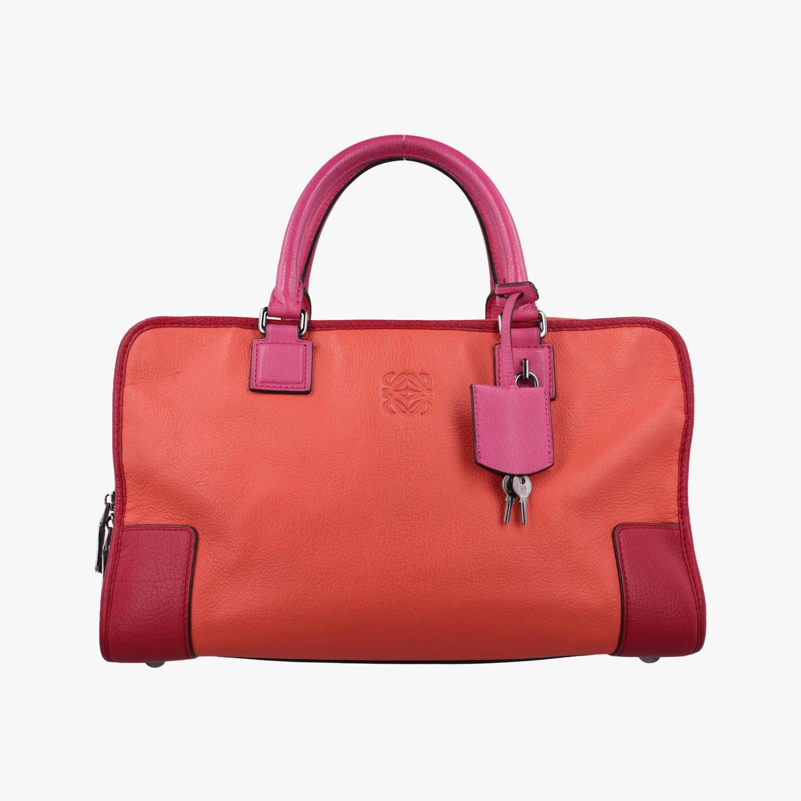 ロエベ Loewe ハンドバッグ レディース アマソナ オレンジ×レッド×ピンク レザー 061201