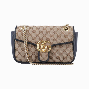 グッチ Gucci ショルダーバッグ レディース GGマーモント ブラウン×ブラック レザー×キャンバス 443497 E031419812