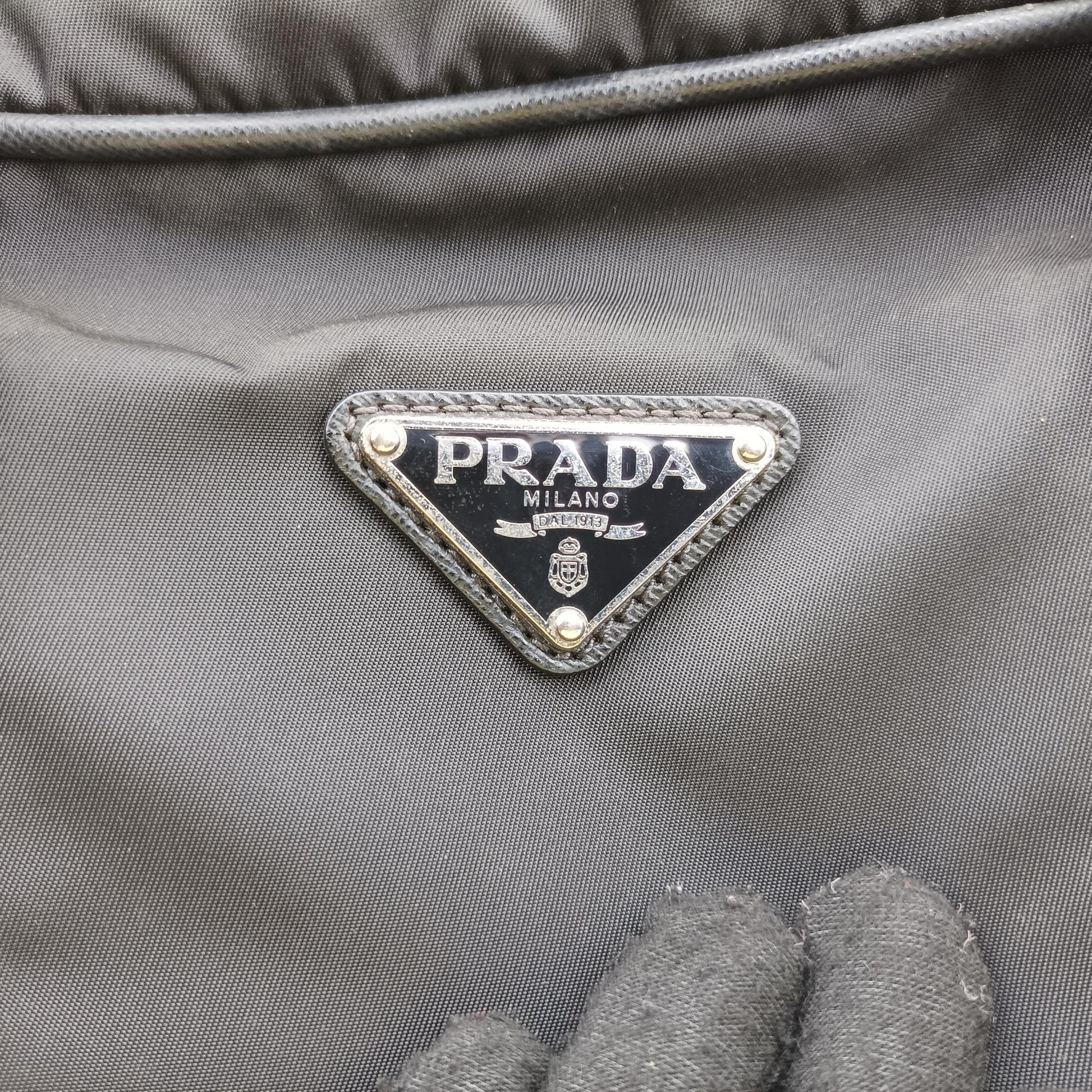 プラダ Prada ハンドバッグ レディース ナイロン ブリーフケース ネロ ブラック レザー×ナイロン VA0983 7/R