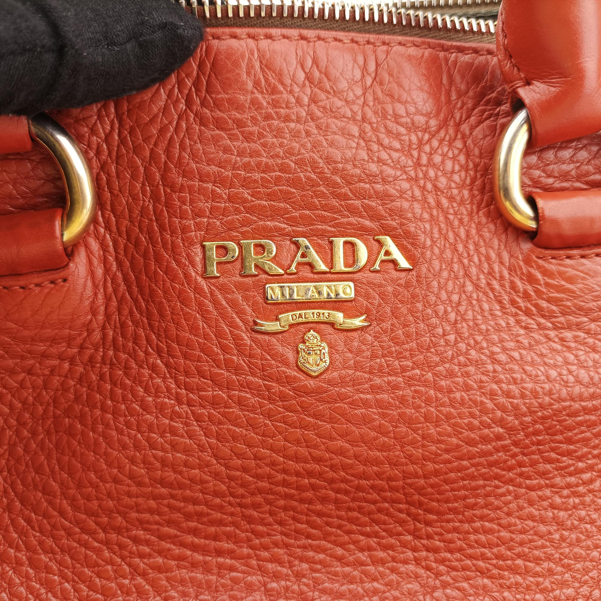 プラダ Prada ショルダーバッグ レディース ヴィテッロ ダイノ ボストン オレンジ レザー 194