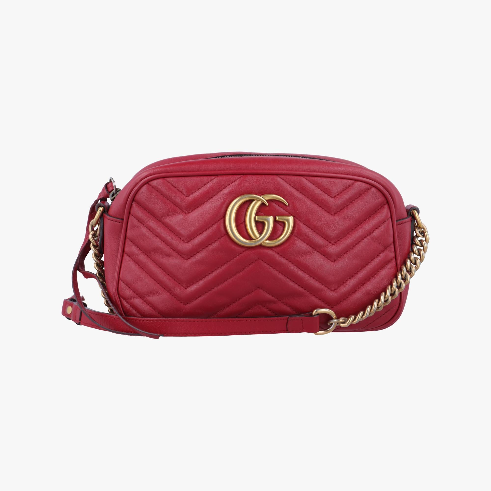 グッチ Gucci ショルダーバッグ レディース GGマーモント レッド レザー 447632 B020971261