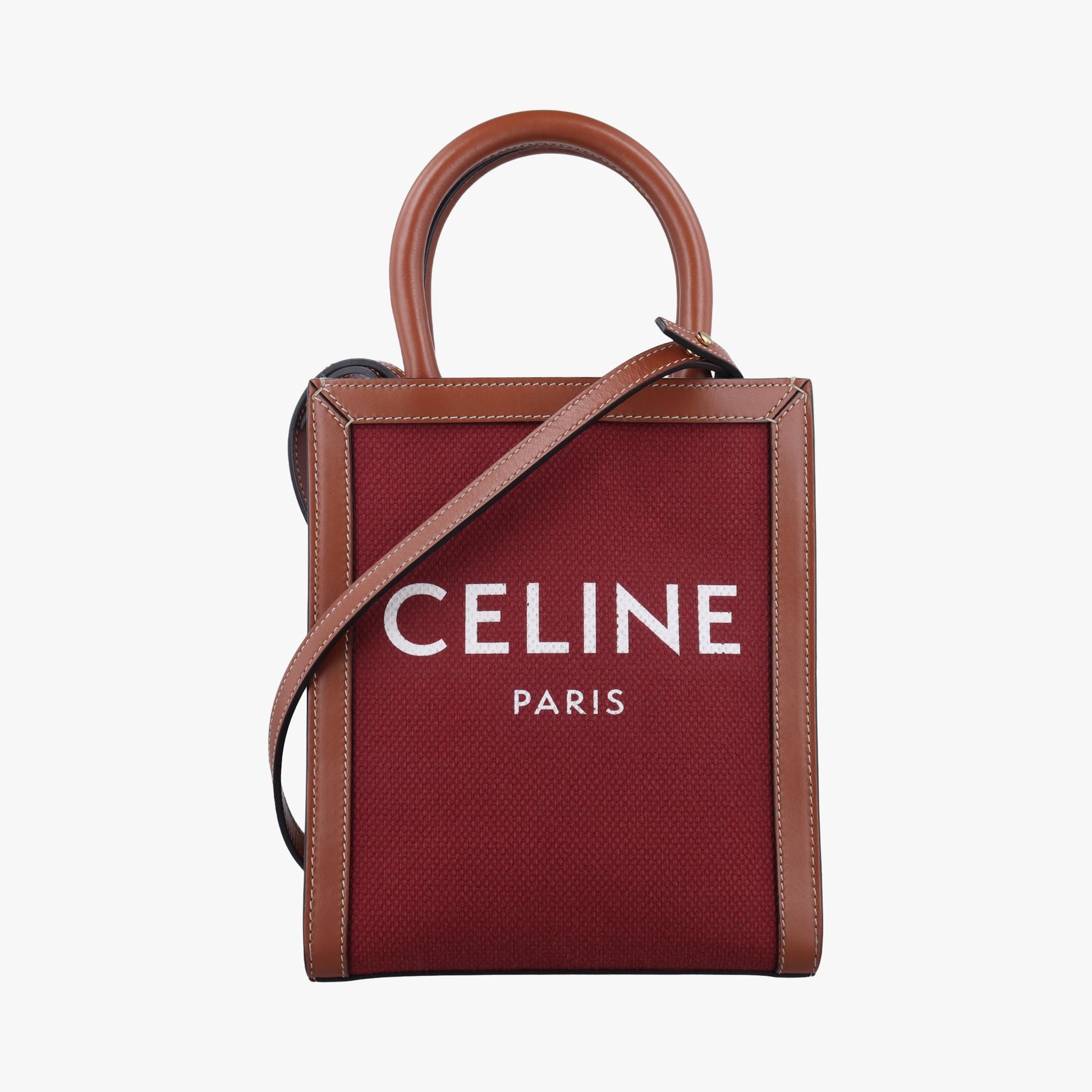 セリーヌ Celine ショルダーバッグ レディース ミニ バーティカル カバ レッド キャンバス×レザー S-LM-4260