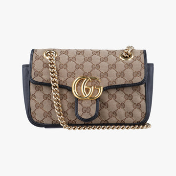 グッチ Gucci ショルダーバッグ レディース GGマーモント ブラウン×ブラック ファブリック×レザー 446744 G031982147