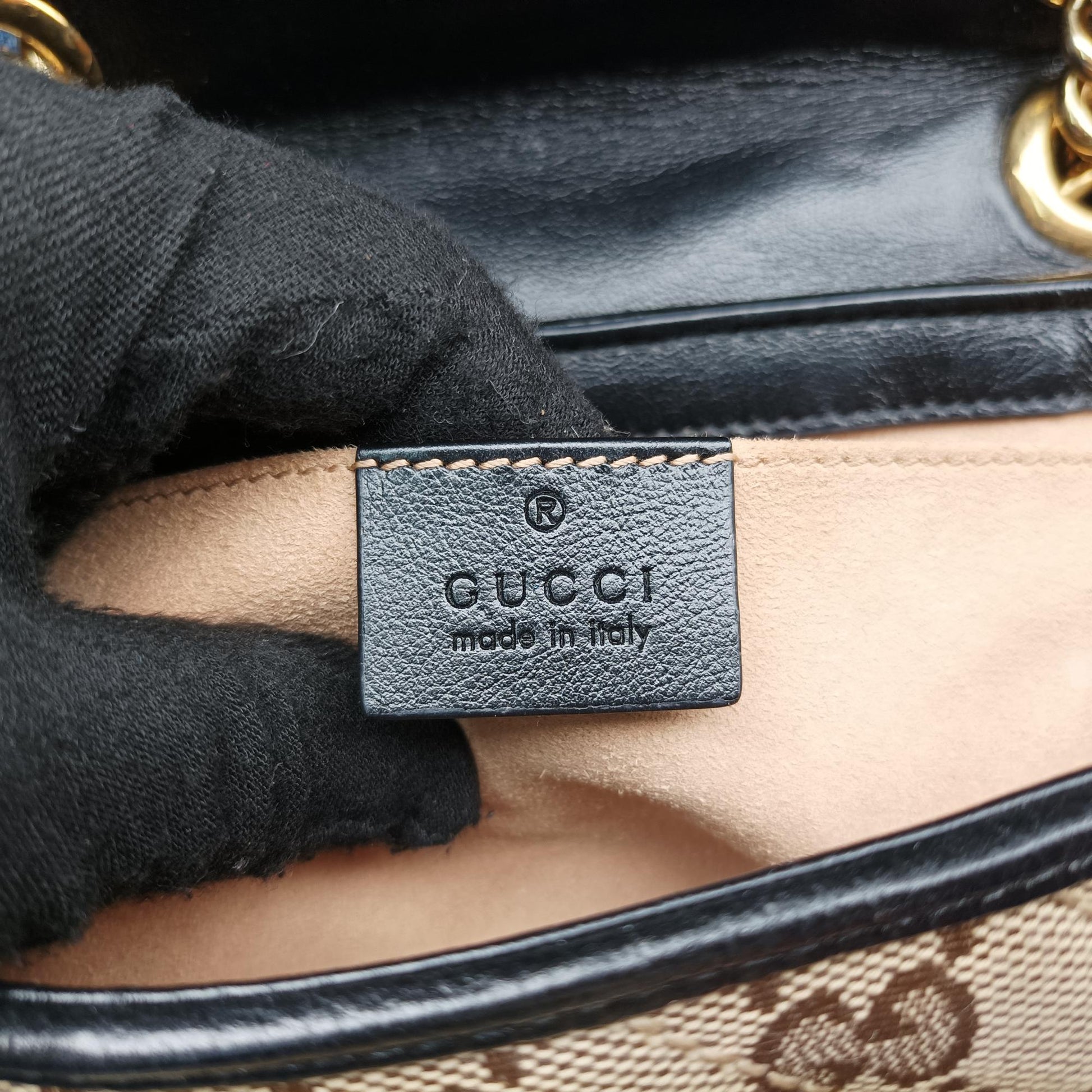 グッチ Gucci ショルダーバッグ レディース GGマーモント ブラウン×ブラック ファブリック×レザー 446744 G031982147