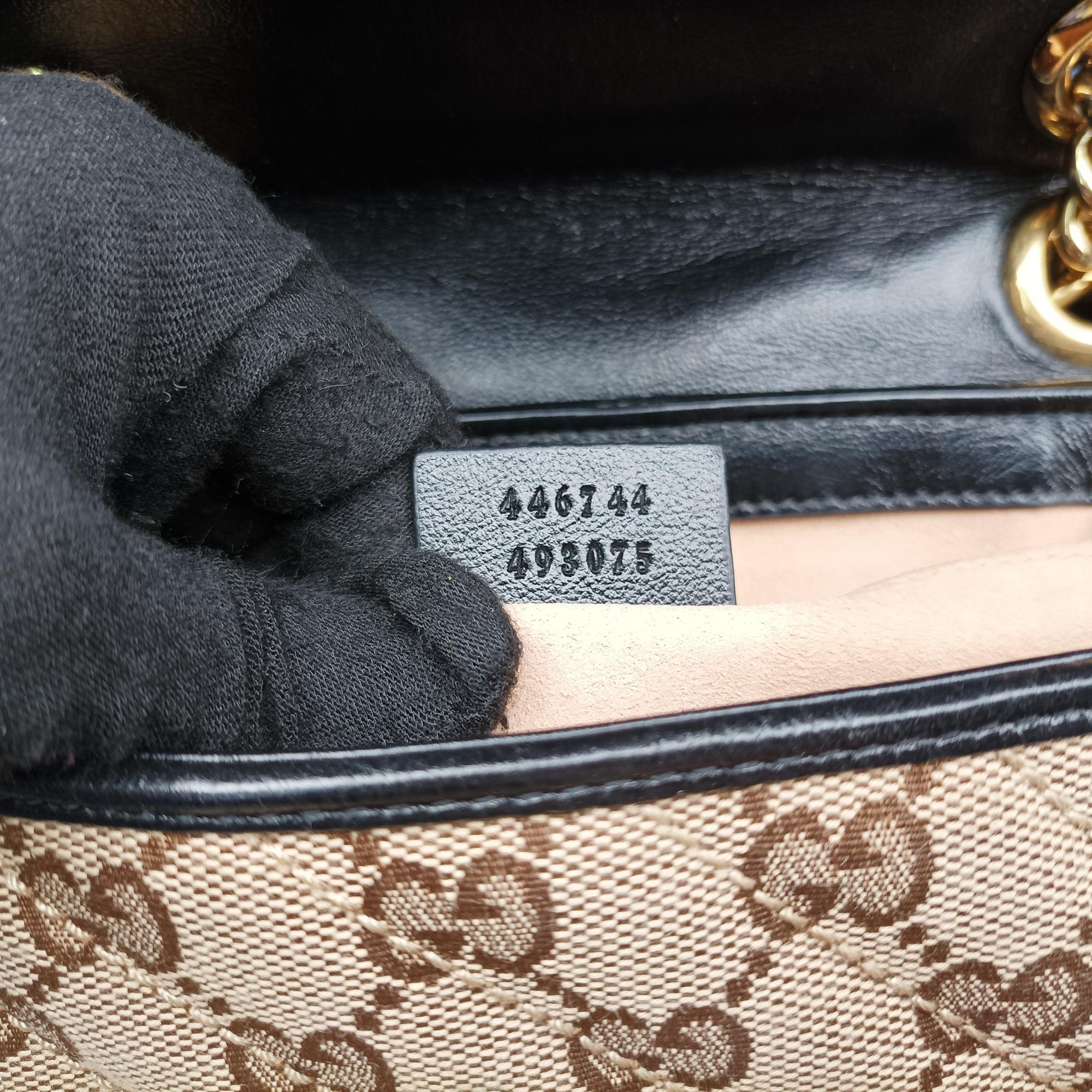 グッチ Gucci ショルダーバッグ レディース GGマーモント ブラウン×ブラック ファブリック×レザー 446744 G031982147