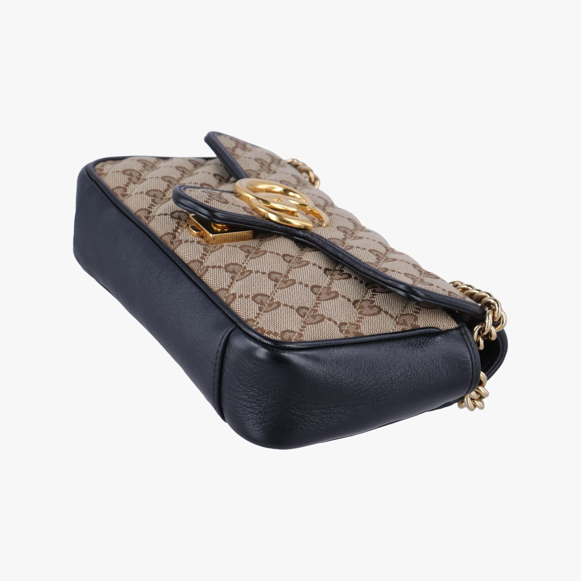 グッチ Gucci ショルダーバッグ レディース GGマーモント ブラウン×ブラック ファブリック×レザー 446744 G031982147