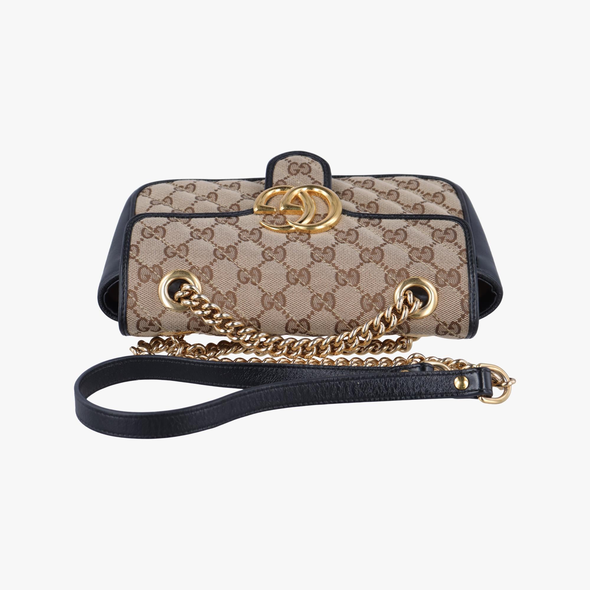 グッチ Gucci ショルダーバッグ レディース GGマーモント ブラウン×ブラック ファブリック×レザー 446744 G031982147