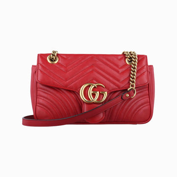 グッチ Gucci ショルダーバッグ レディース GGマーモント レッド レザー 443497 A021087104