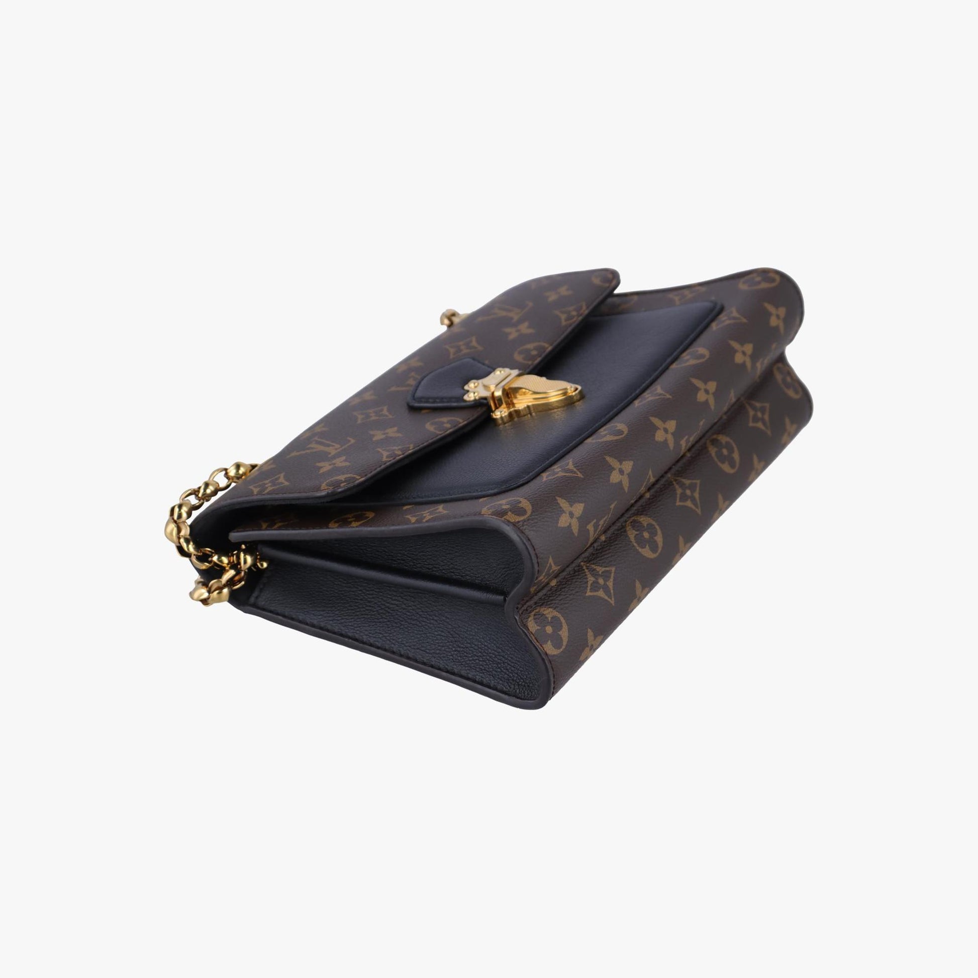 ルイヴィトン Louis Vuitton ショルダーバッグ レディース ヴィクトワール モノグラム/ブラウン系×ブラック モノグラムキャンバス×カーフレザー M41730 CA0177