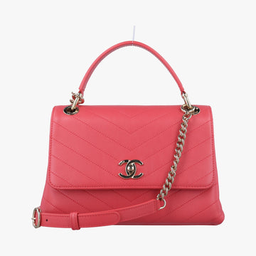 シャネル Chanel ショルダーバッグ レディース ココマーク　タイムレスハンドルフラップバッグ レッド ラムスキン A57147 27871180