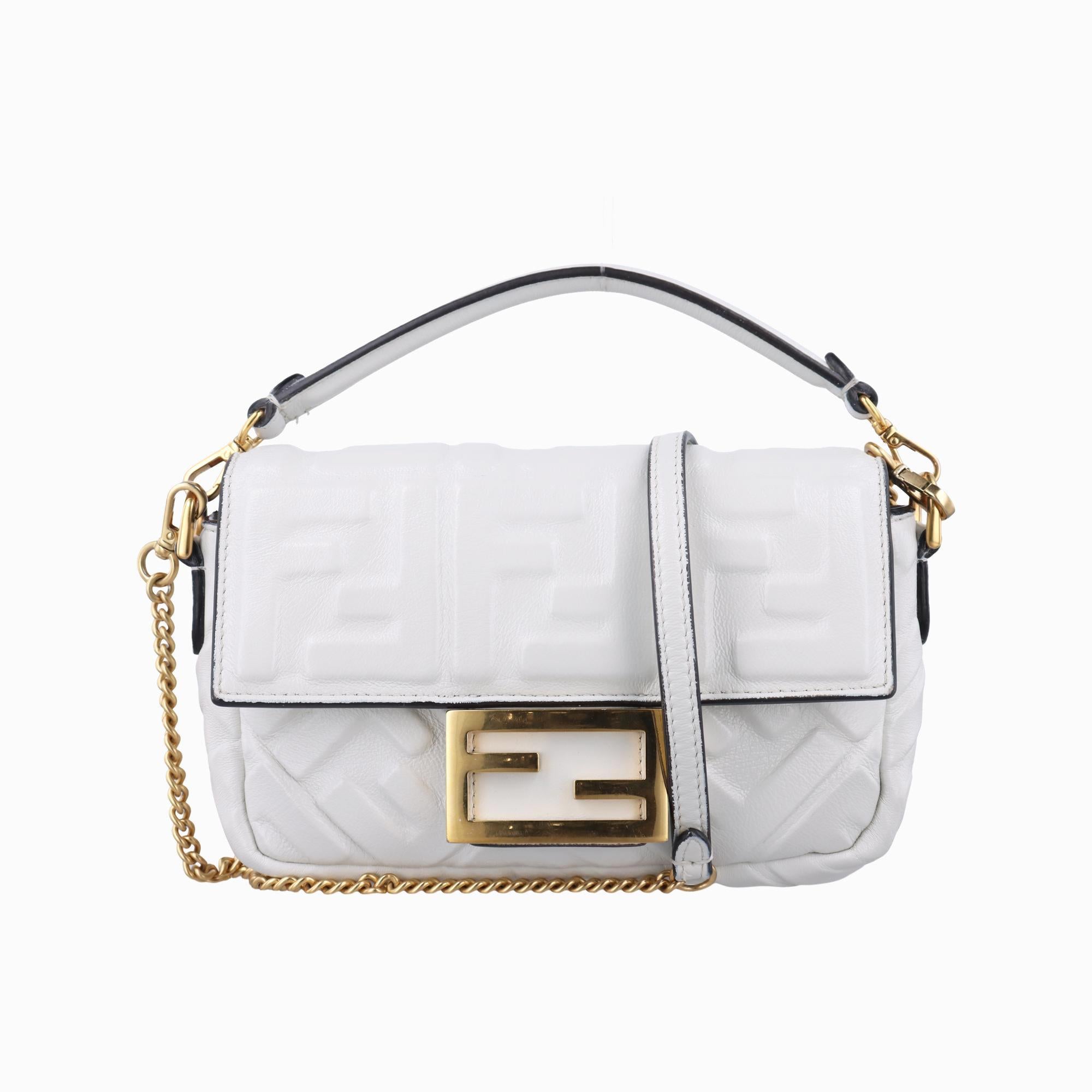 フェンディ Fendi ショルダーバッグ レディース バゲット ホワイト レザー 8BS017-A72V-219-824