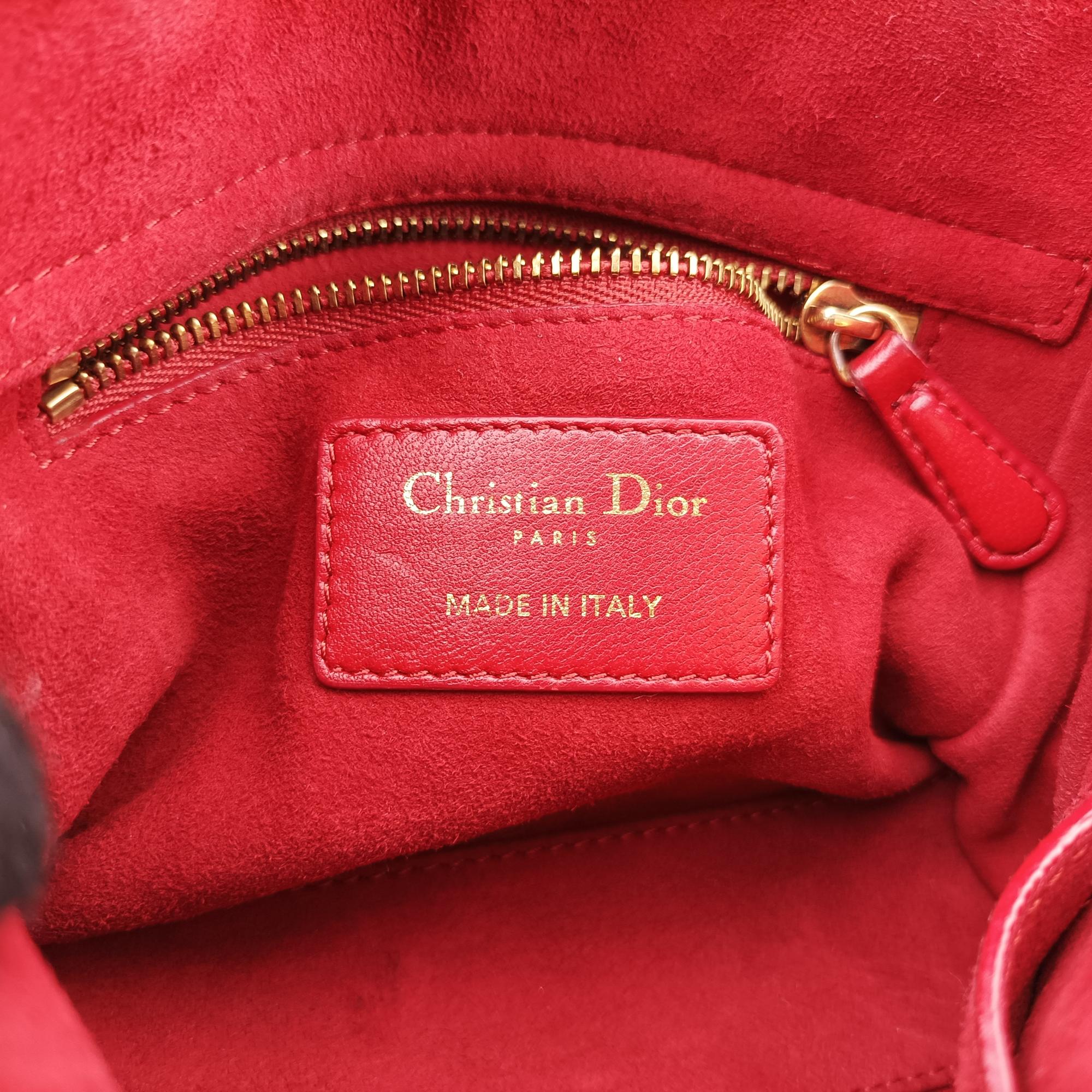 クリスチャンディオール Christian Dior ショルダーバッグ レディース レディディオール レッド ラムスキン 28-MA-0117