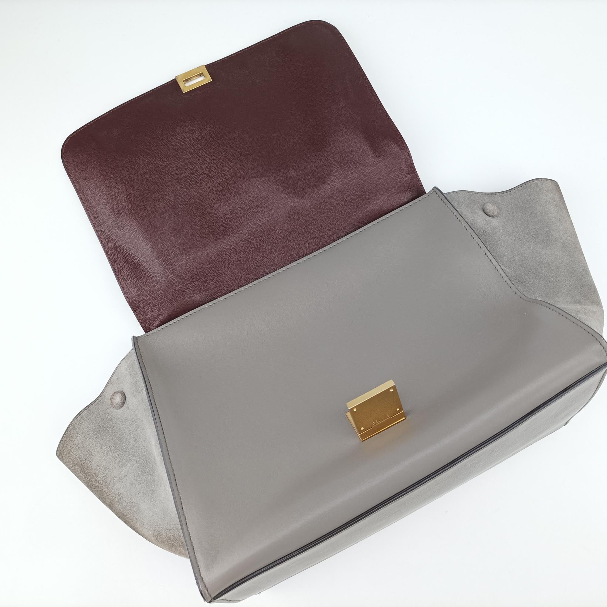 セリーヌ Celine ショルダーバッグ レディース トラペーズミディアム グレー レザー×スエード F-AT-0162 F-PA-0172