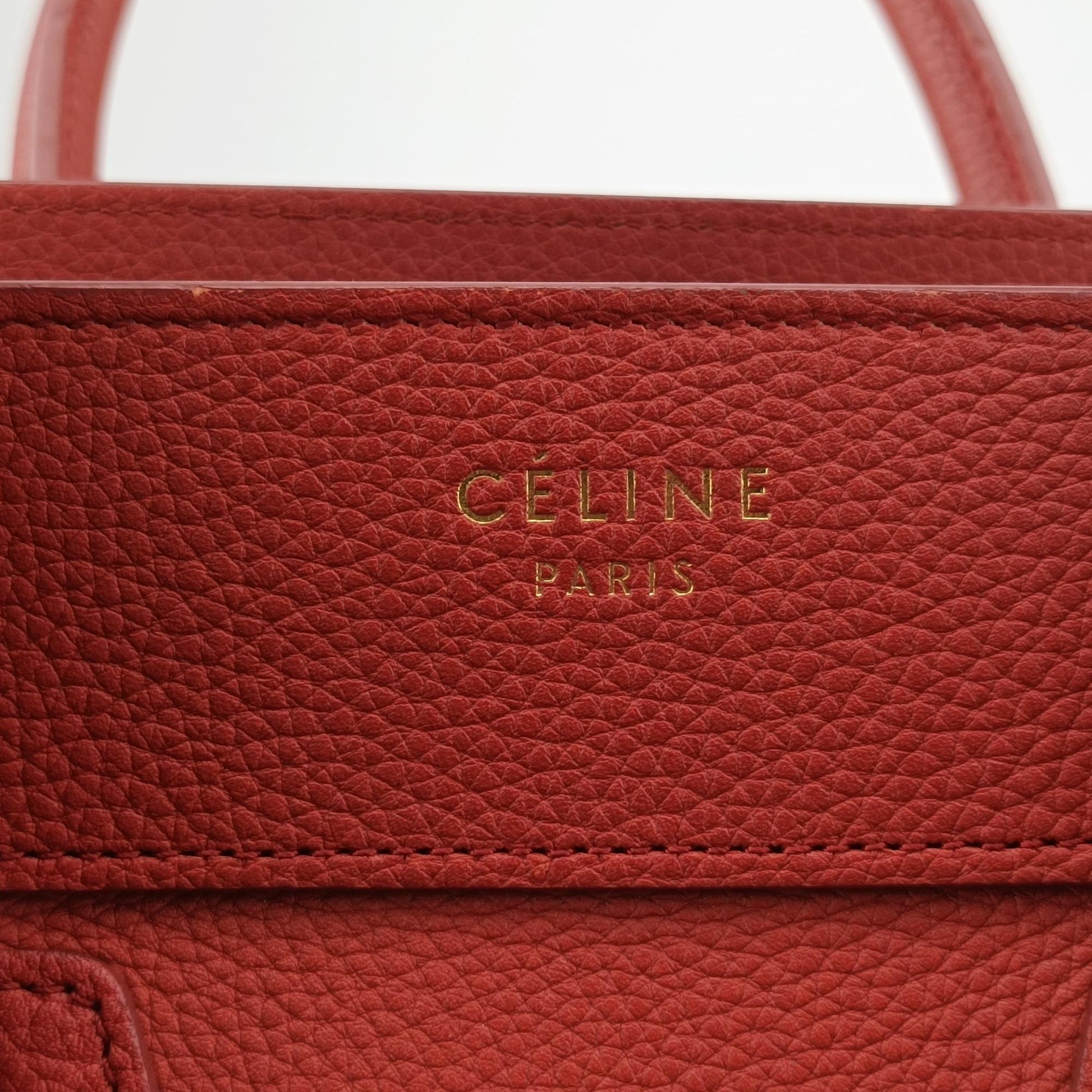 セリーヌ Celine ハンドバッグ レディース ラゲージマイクロショッパー オレンジ レザー F-CU-0188