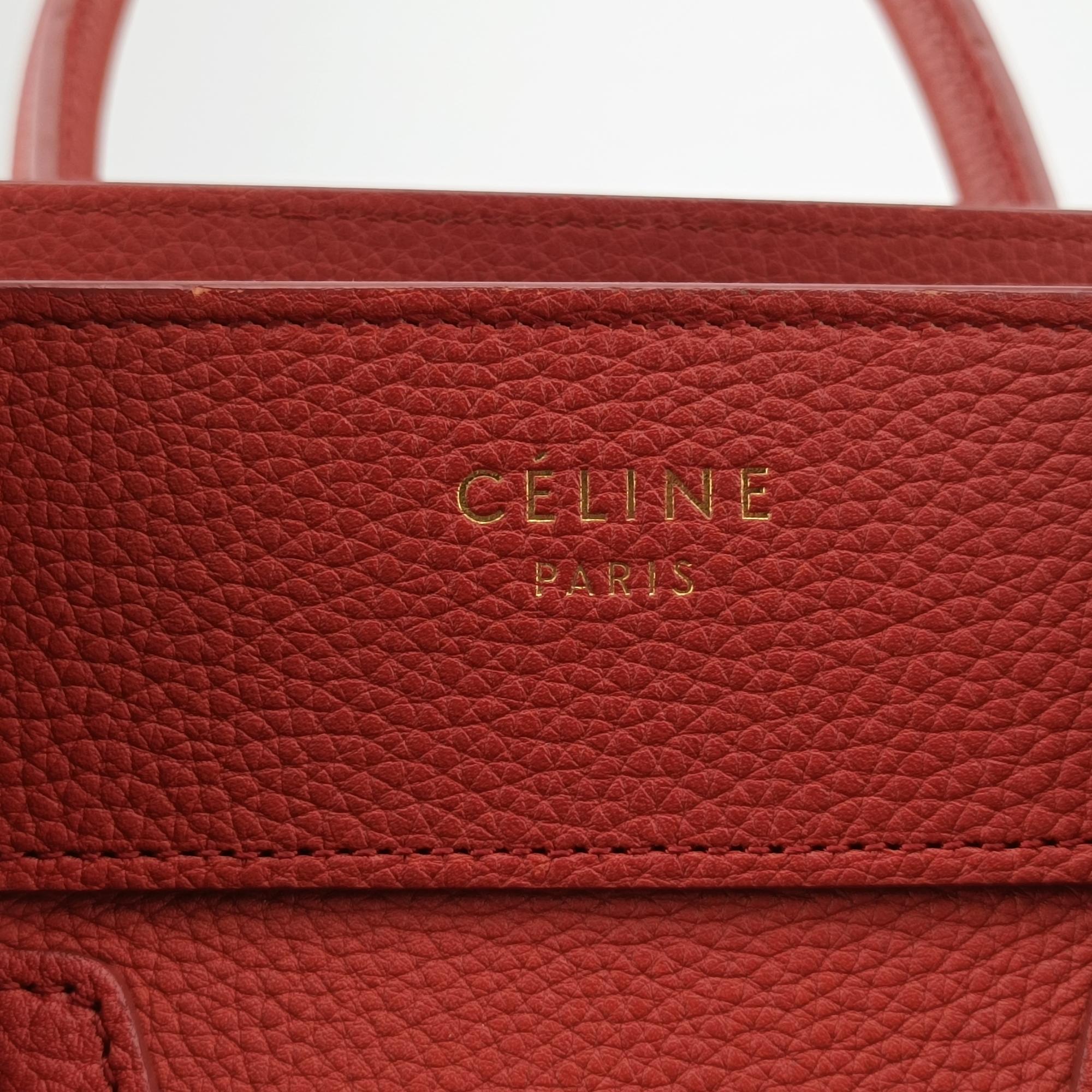 セリーヌ Celine ハンドバッグ レディース ラゲージマイクロショッパー オレンジ レザー F-CU-0188