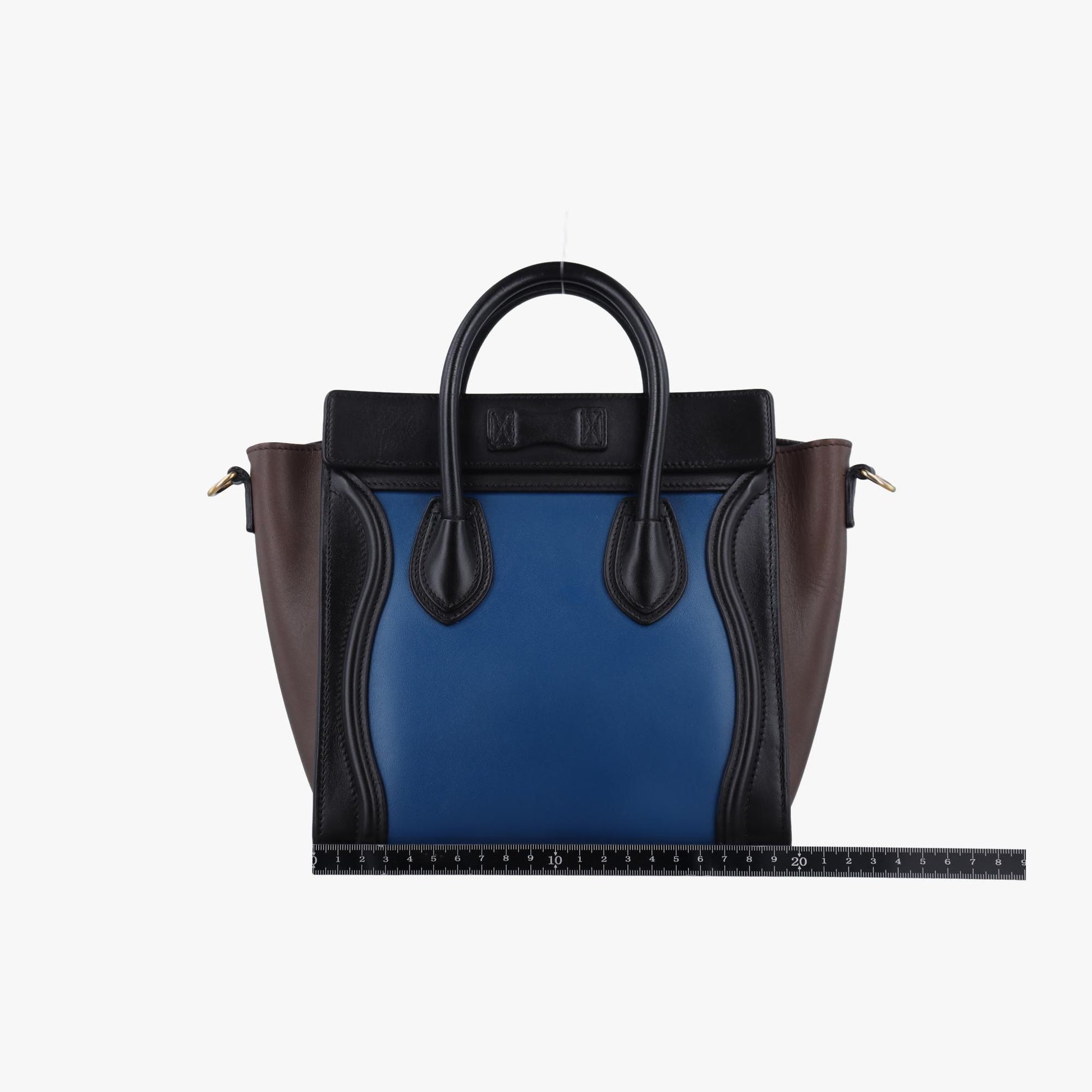 セリーヌ Celine ショルダーバッグ レディース ラゲージナノショッパー ブラック×ブラウン×ブルー レザー S-GA-4195