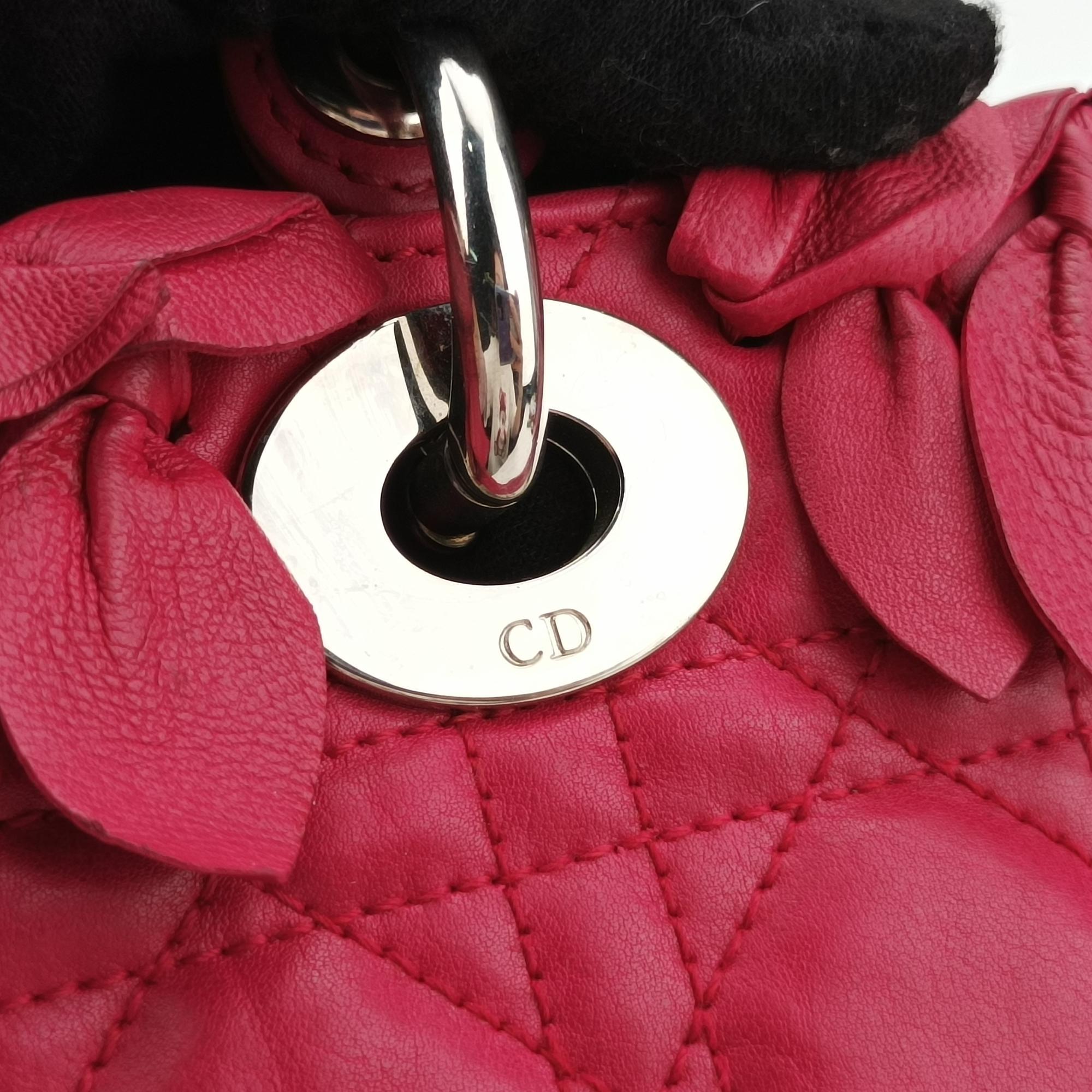 クリスチャンディオール Christian Dior ショルダーバッグ レディース レディディオール ローズ レッド ラムスキン 96-MA-0171