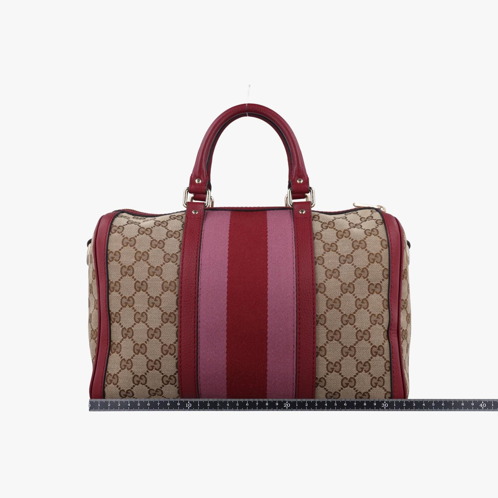 グッチ Gucci ボストンバッグ レディース シェリーライン ボストン ベージュ×ピンク×レッド キャンバス 247205 I018332117