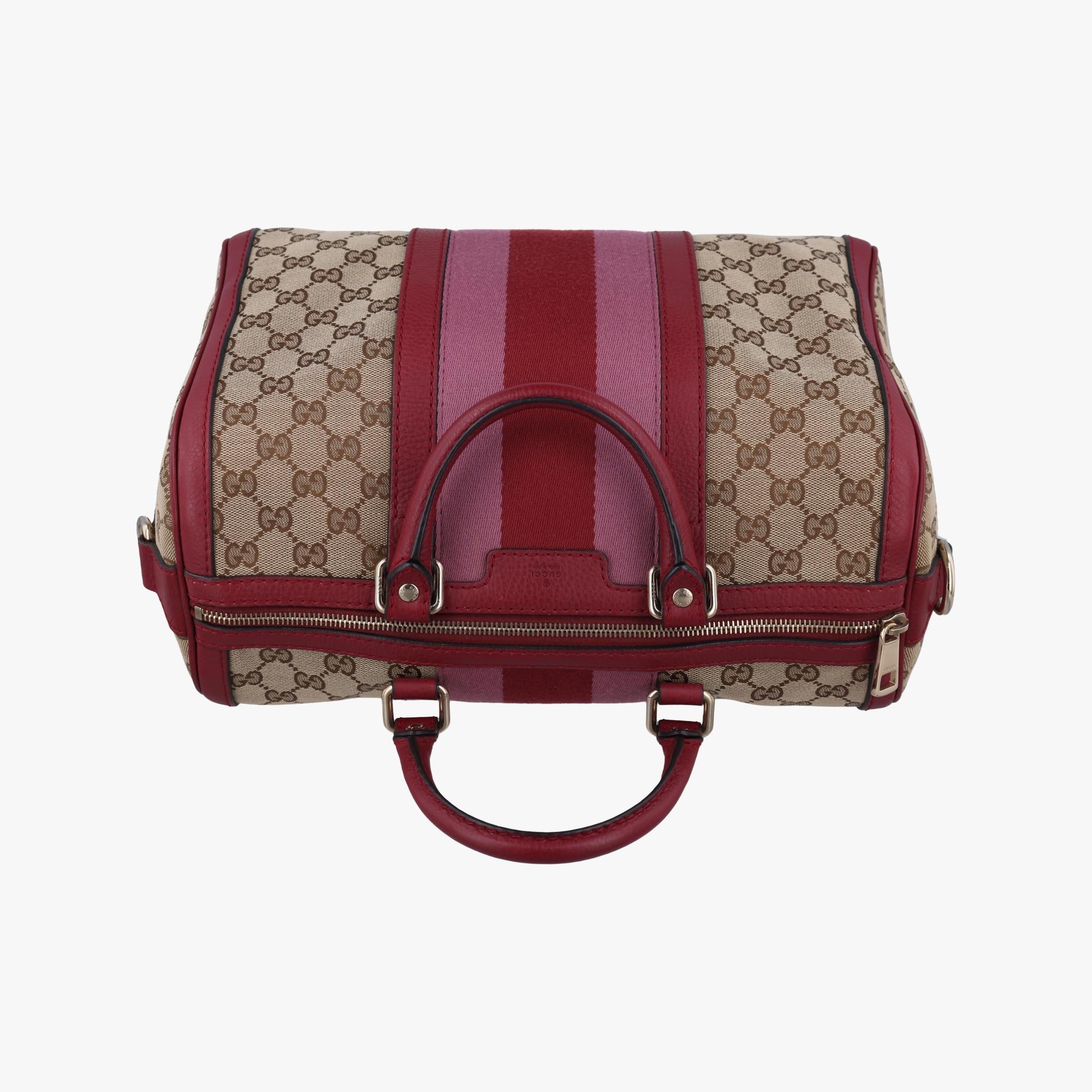 グッチ Gucci ボストンバッグ レディース シェリーライン ボストン ベージュ×ピンク×レッド キャンバス 247205 I018332117