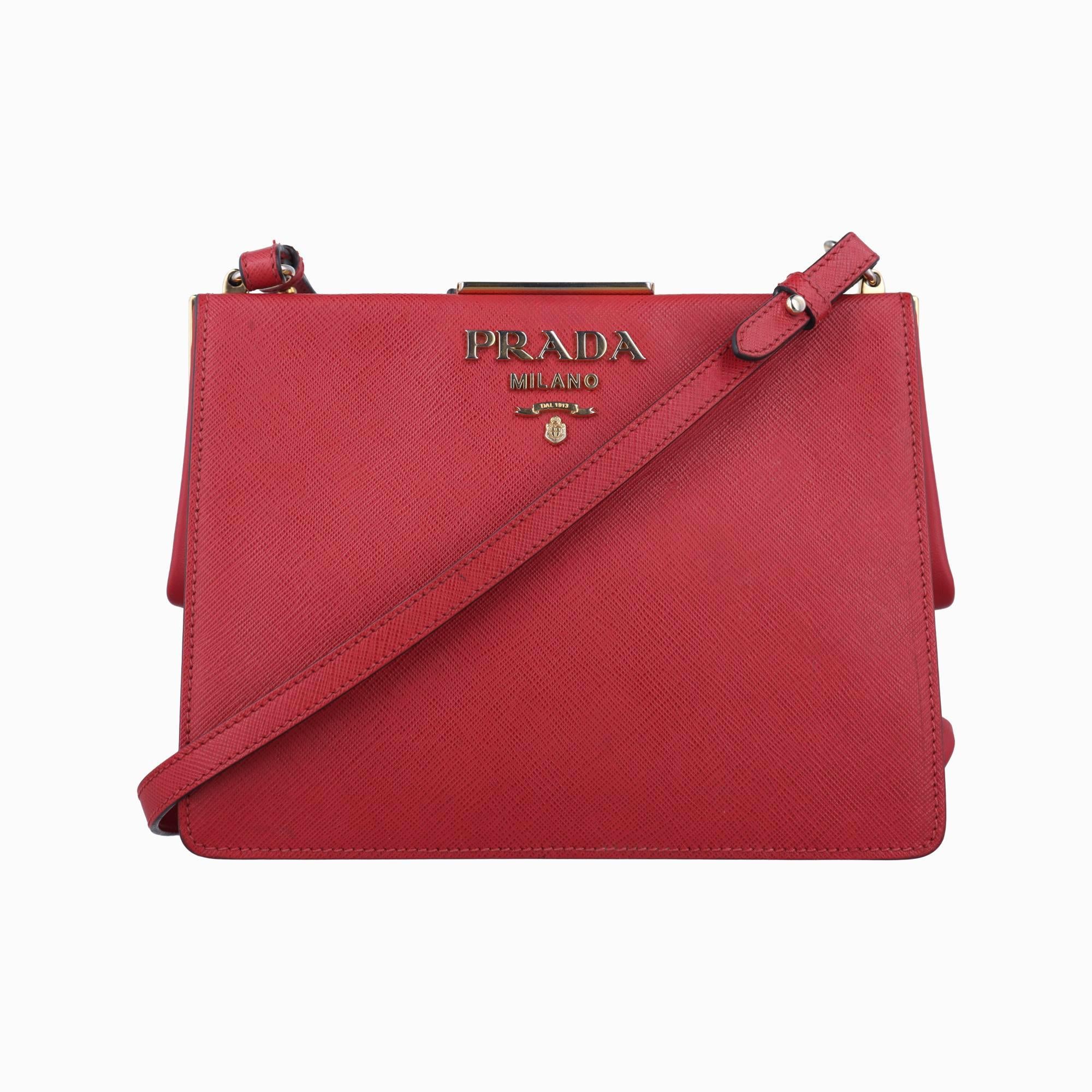 プラダ Prada ショルダーバッグ レディース ヴィテロ　フェニックス レッド サフィアーノレザー 7