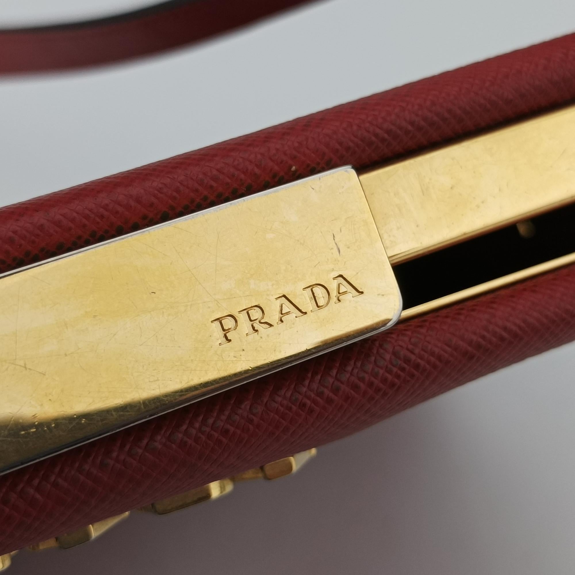 プラダ Prada ショルダーバッグ レディース ヴィテロ　フェニックス レッド サフィアーノレザー 7